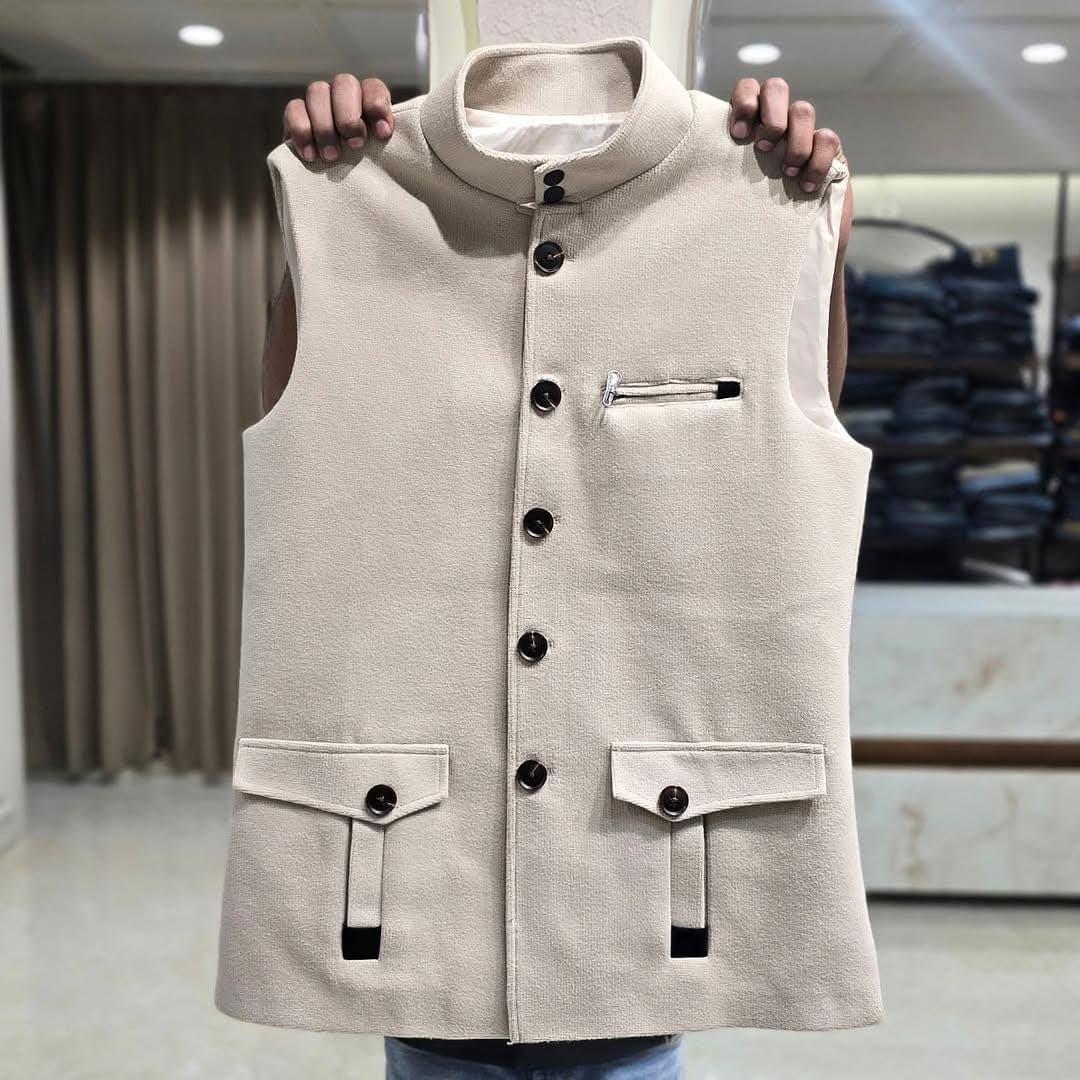 Men's Velvet Nehru Waistcoat | Formal Winter Vest - image 5