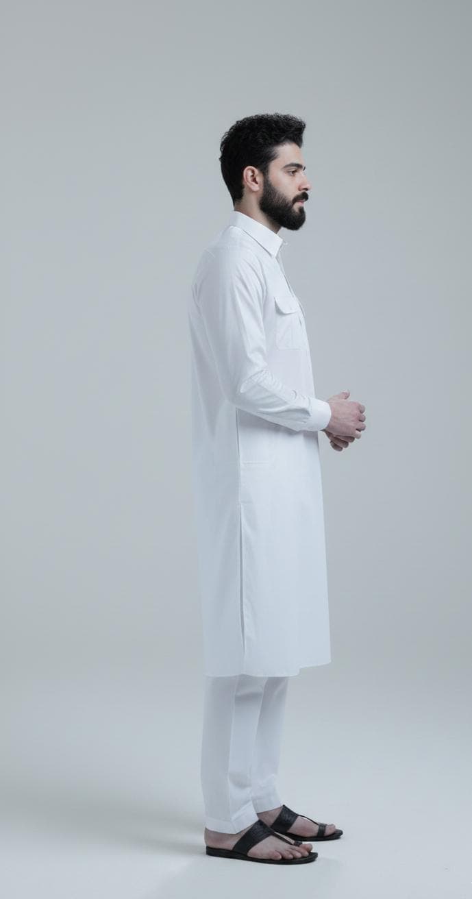 White Cotton Kurta Pajama Set | Traditional Indian Menswear - image 3