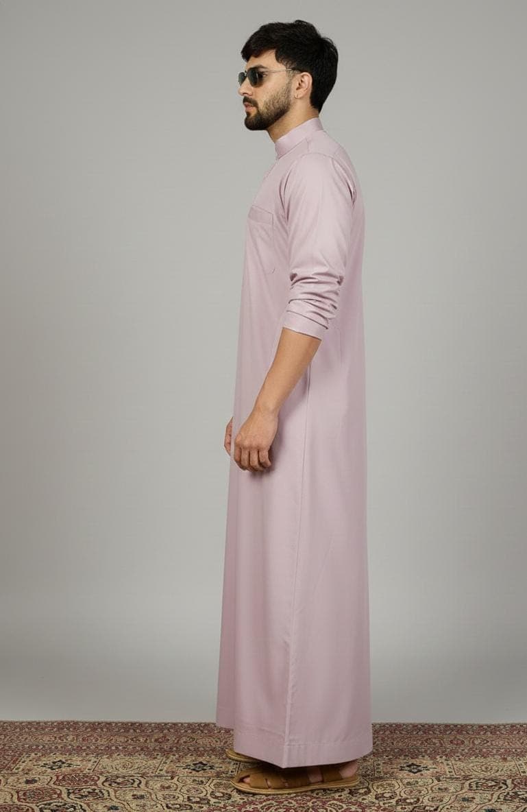 Men's Light Pink Thobe Jubba | Arabic Style Long Kurta, Eid Kaftan for men's - image 3