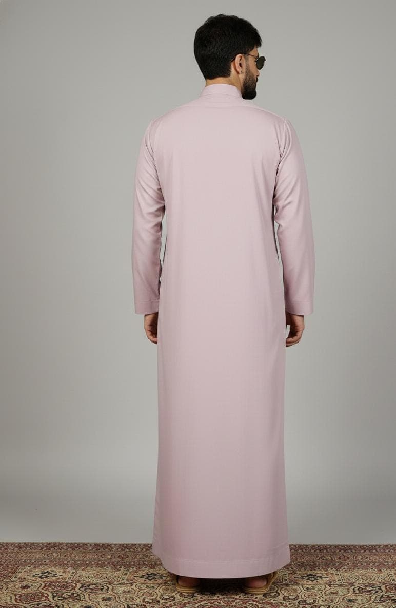 Men's Light Pink Thobe Jubba | Arabic Style Long Kurta, Eid Kaftan for men's - image 4