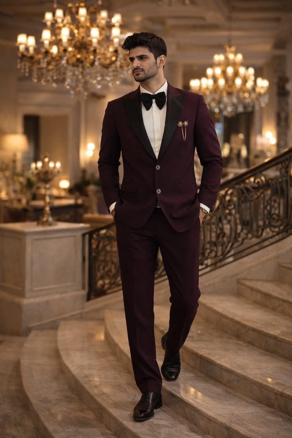 Men's Wine Tuxedo Suit | Burgundy Wedding Formal Blazer Set, Evening Wear
