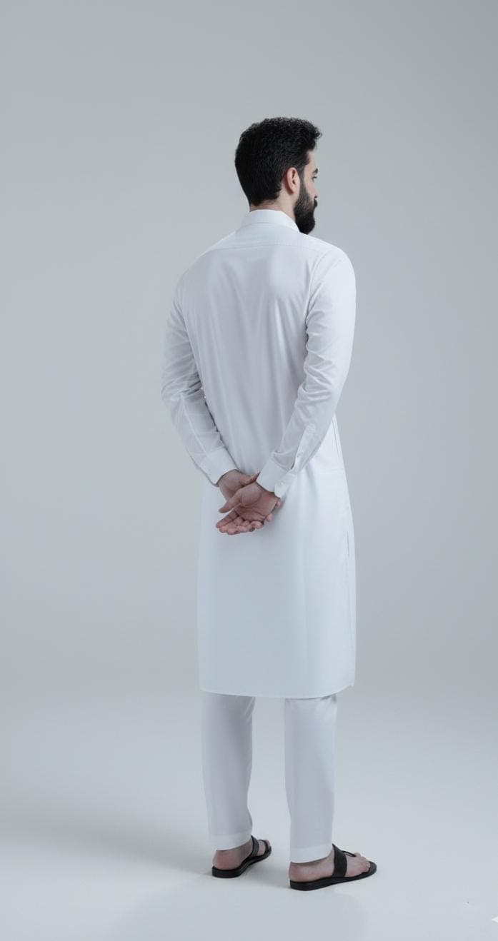 White Cotton Kurta Pajama Set | Traditional Indian Menswear - image 4