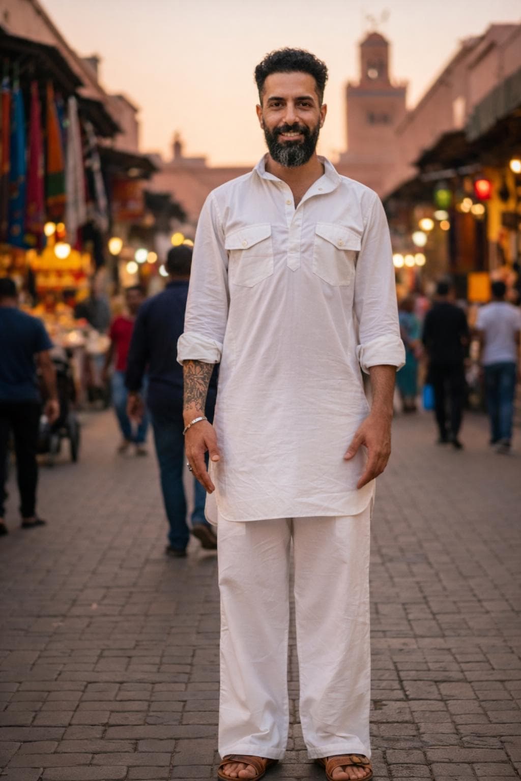Men's White Cotton Kurta Pajama Set | Pathani Style Ethnic Wear