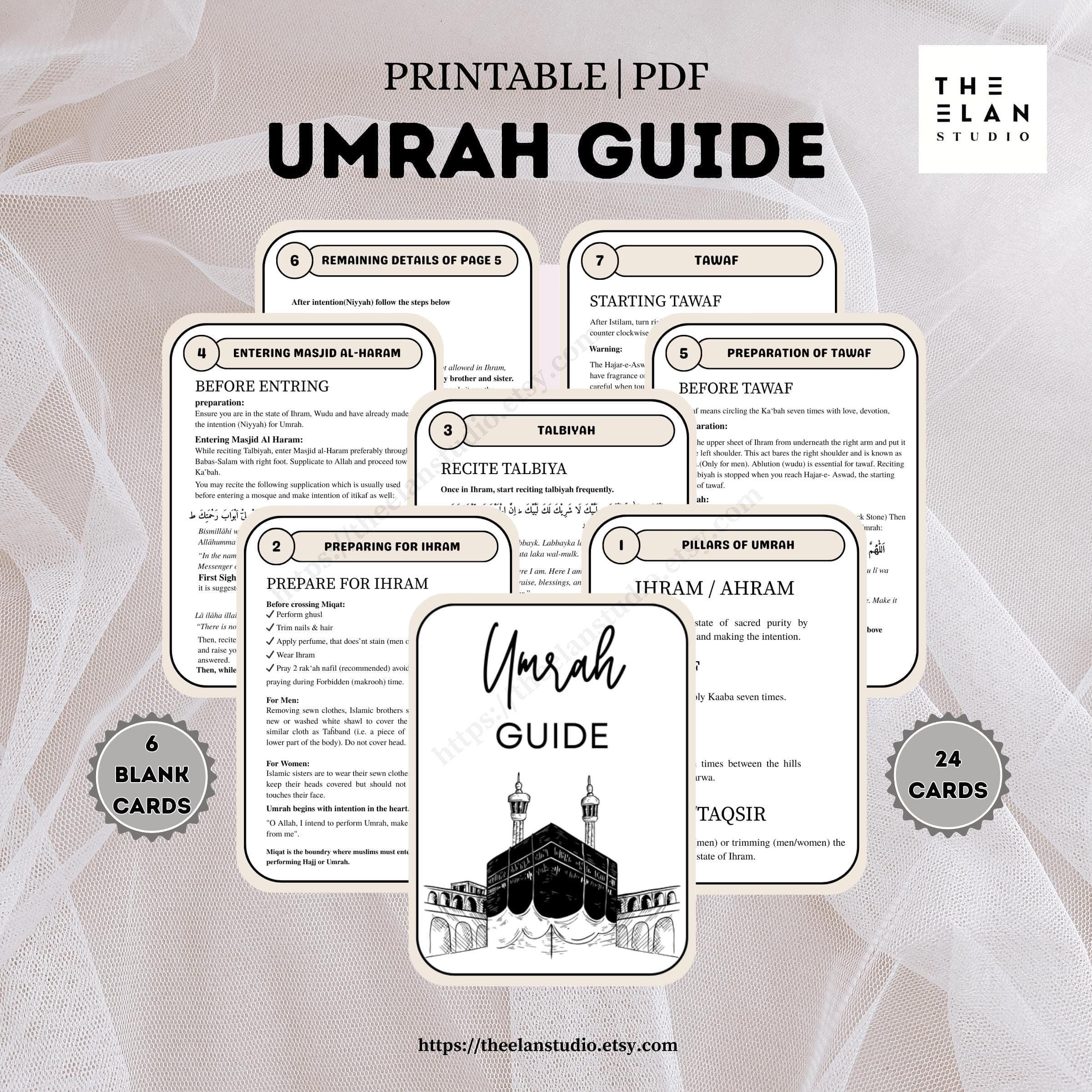 Umrah Guide Flashcards: Step-by-Step Pilgrimage Dua Cards (PDF)
