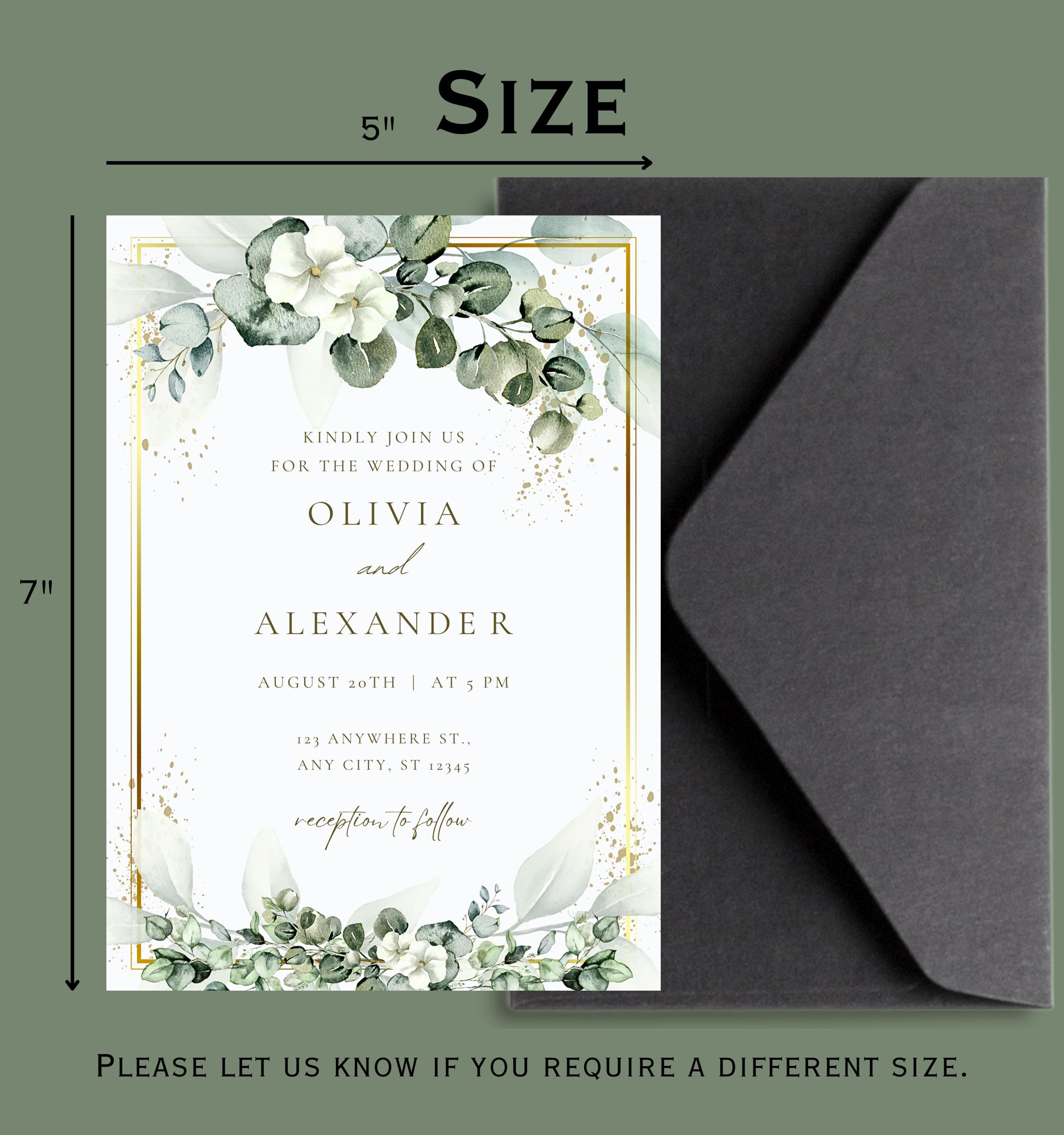 Eucalyptus Wedding Invitation, Greenery Floral Template (Digital Download) - image 5