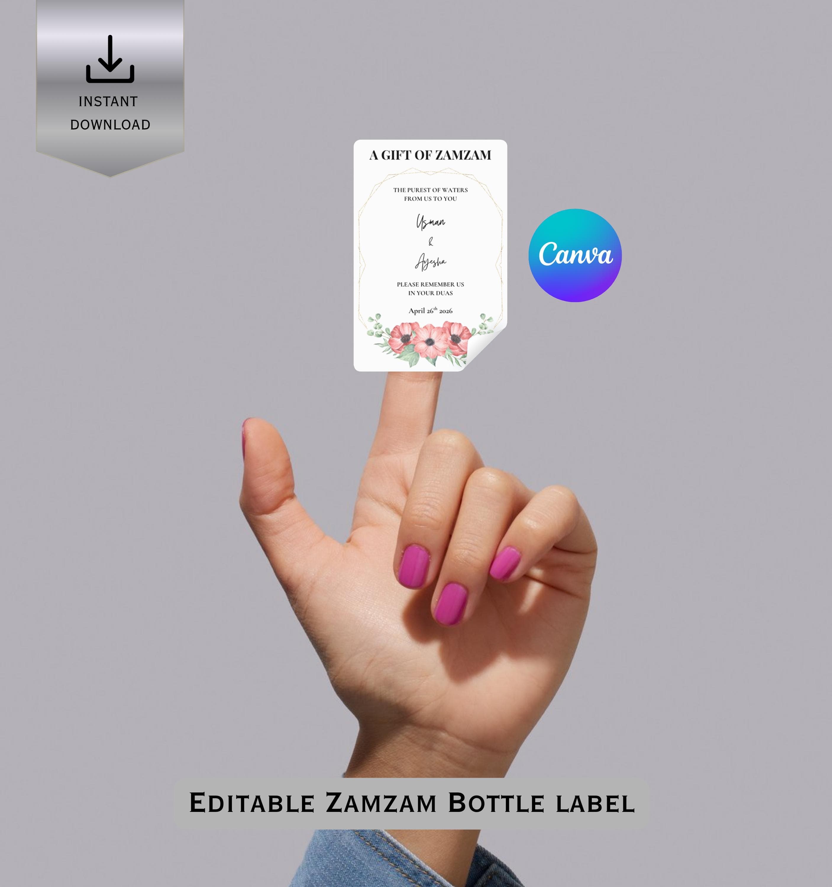 Editable Zamzam Bottle Label, Islamic Hajj Umrah Gift, Canva Template (Digital Download) - image 5