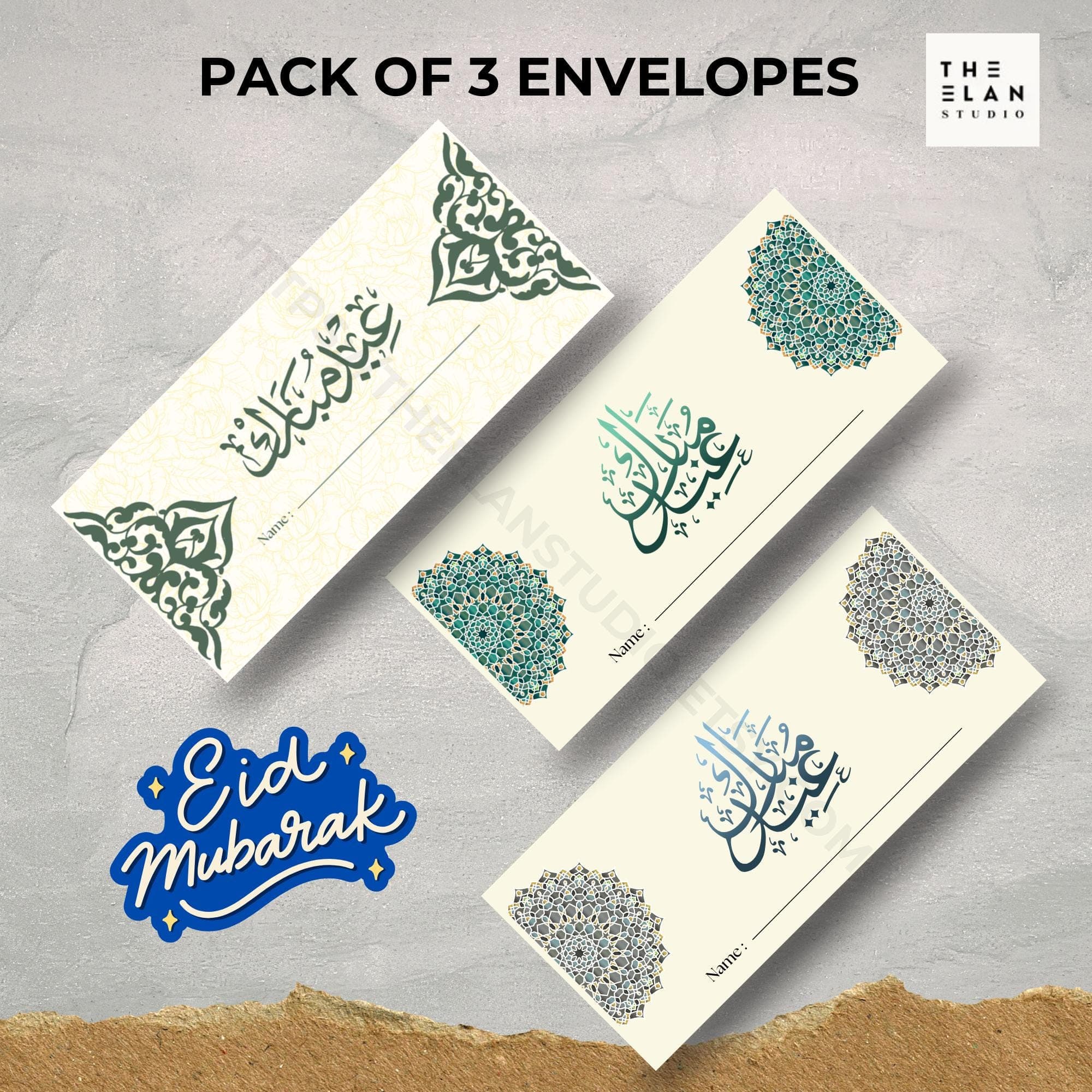 Eid Mubarak Money Envelopes, Set of 3 PDF (Digital Download)