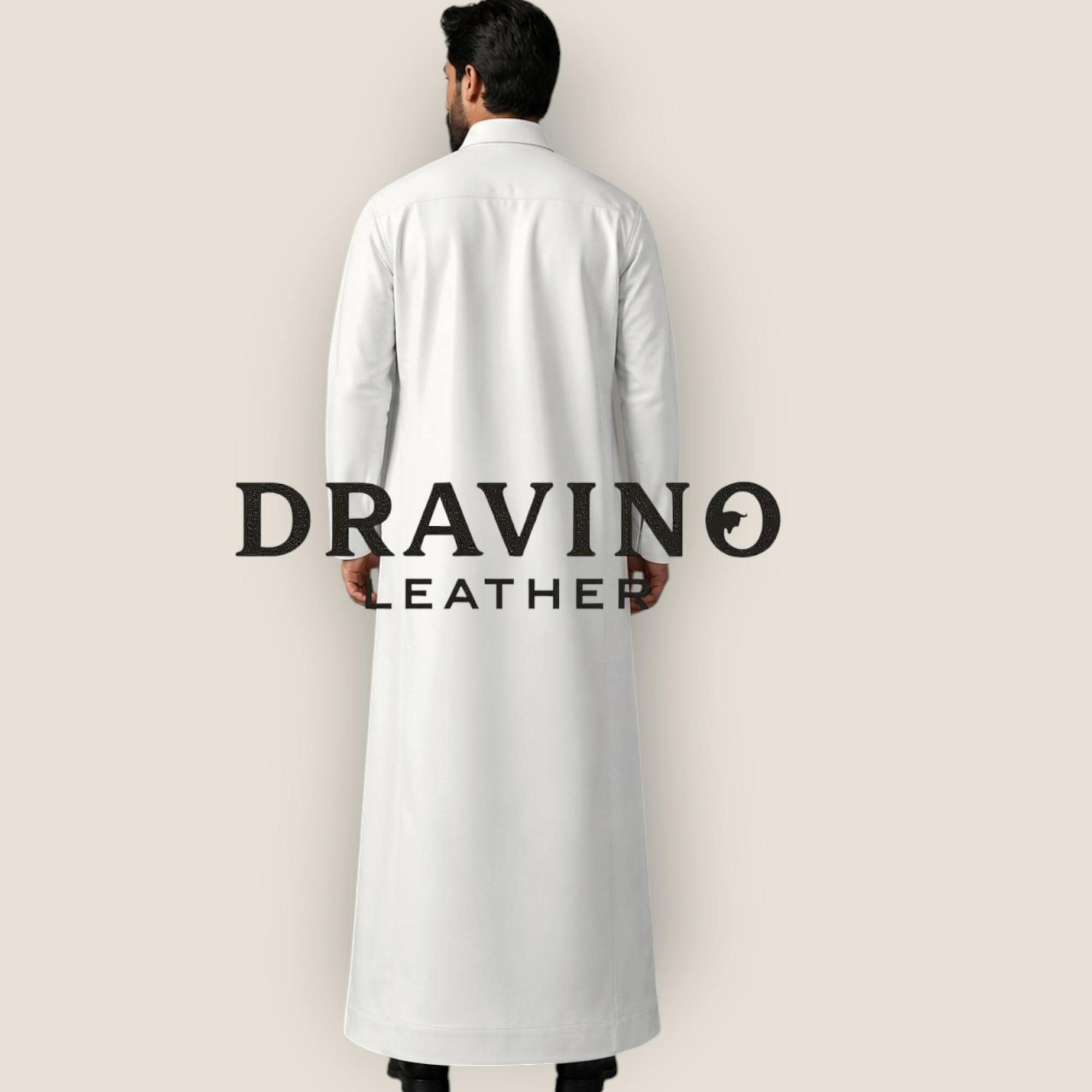 Men’s White  Cowhide Leather Thobe Kandura Arabic Jubba. - image 3