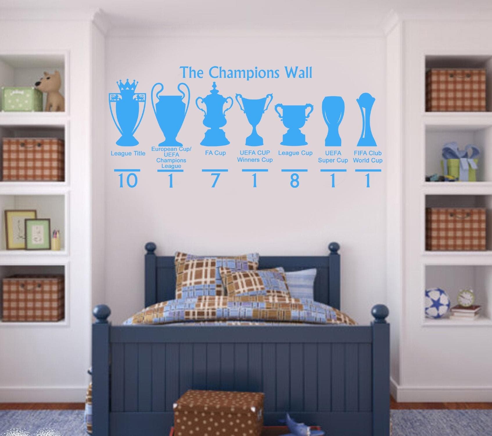 Manchester Blue The Champions Wall Sticker | Football Trophy Wall Decal | City Supporter Wall Art | Sports Bedroom Decor - image 4