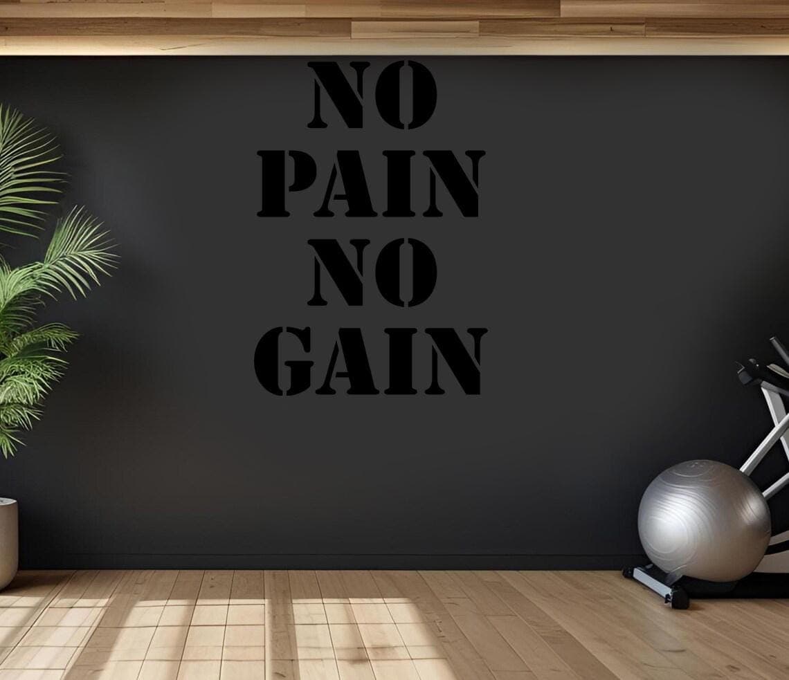 No Pain No Gain Vinyl Wall Decal | Gym Motivation Quote Wall Sticker  NPNG S