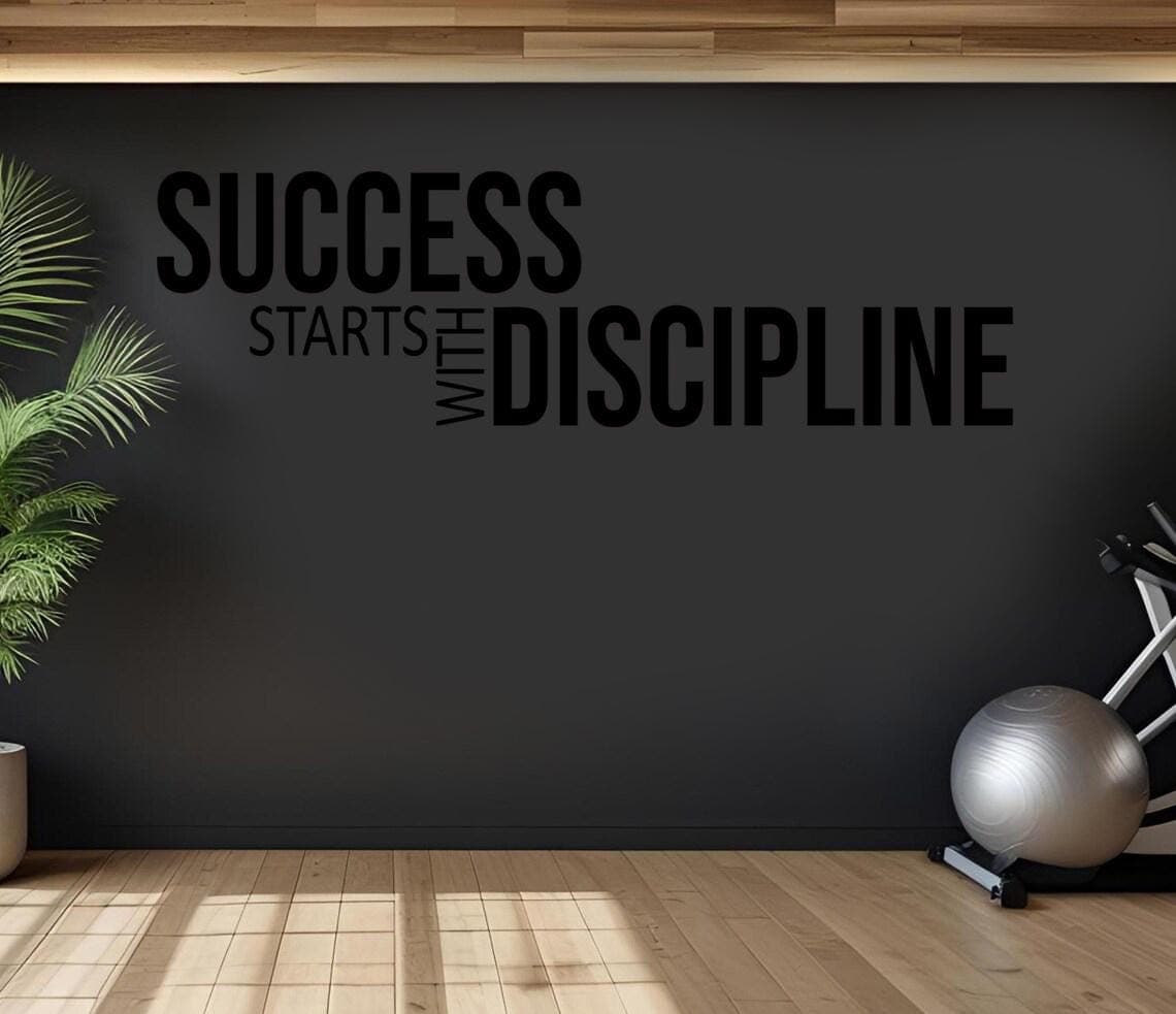 Success Starts With Discipline Wall Sticker | Gym Life Quote Decal | Motivational Fitness Wall Art | Home Gym Vinyl Decor | Inspiration