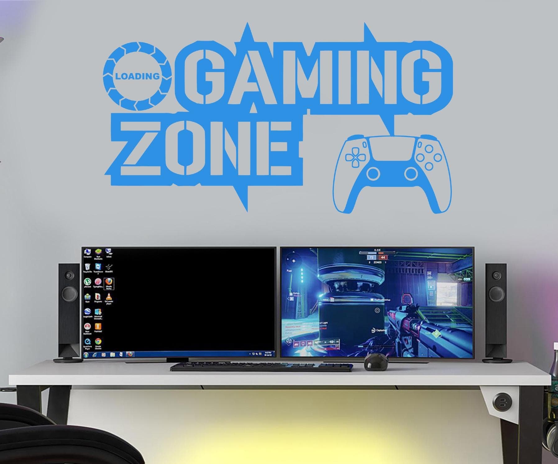 Gaming Zone Wall Decal | Controller, Loading Icon, Gamer Room Decor PSL - image 4