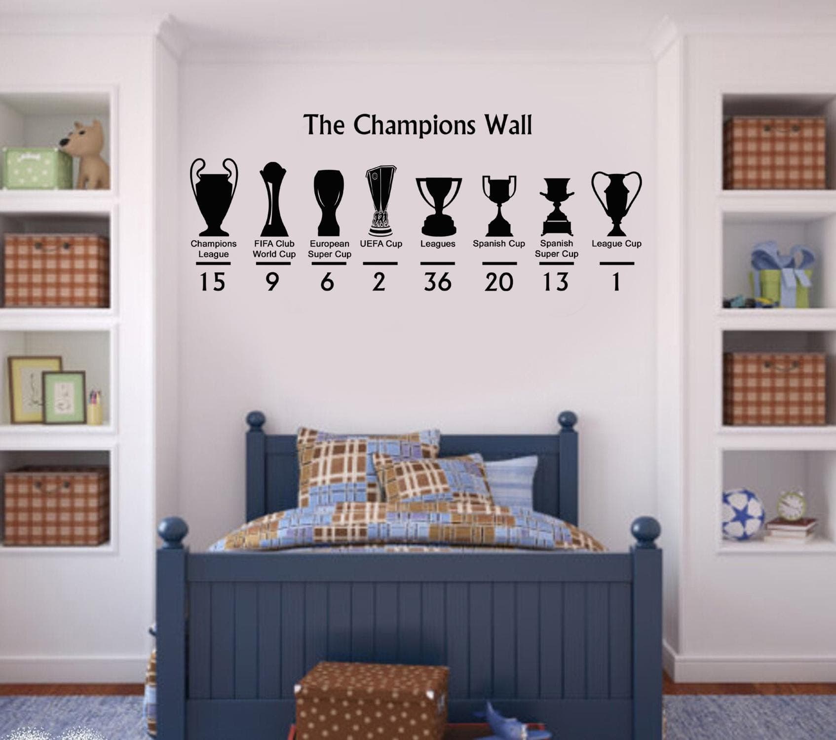 R Madrid Champions Trophy Wall Decal: Football Fan Vinyl Art