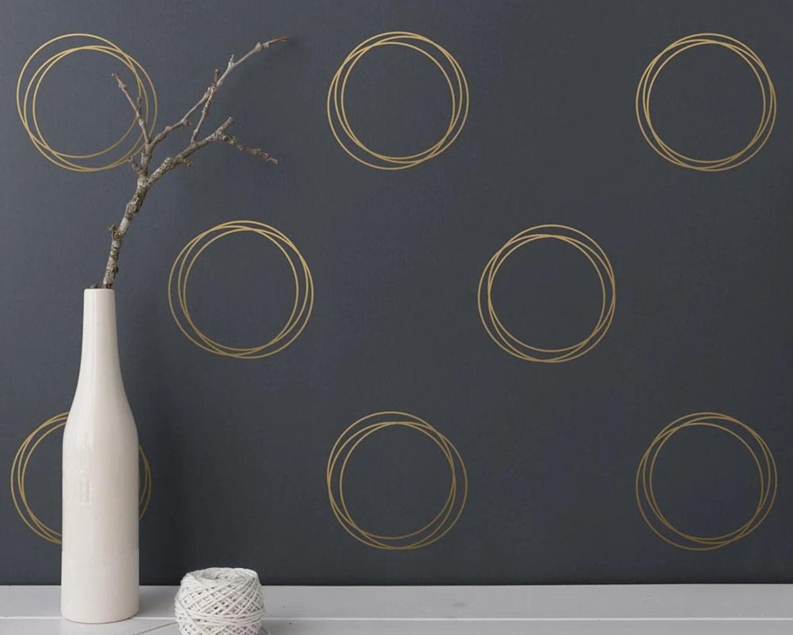 Triple Circle Vinyl Wall Decals – Modern Geometric Rings (Set of 18)
