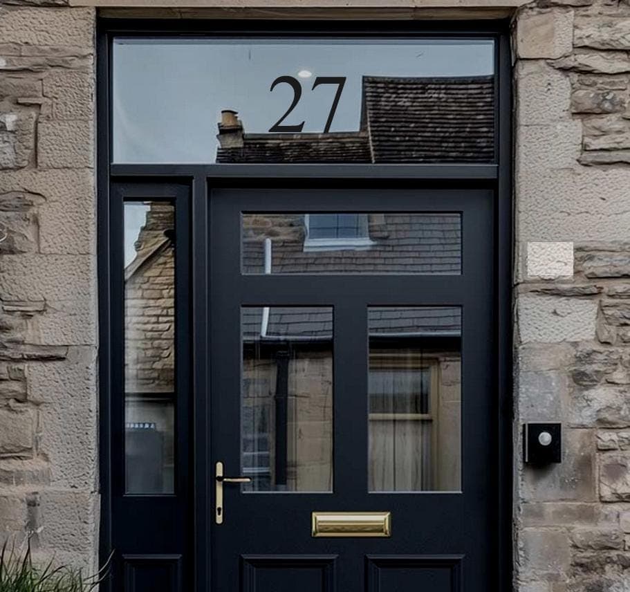 Personalised Black Vinyl Door Number | Custom House Number Sticker | Modern Address Decal | Front Door Number | Waterproof Outdoor Sticker