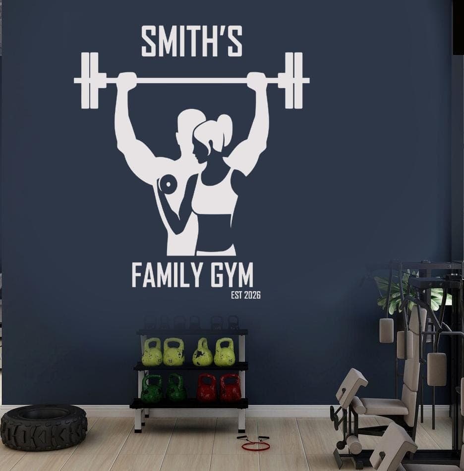 Personalised Family Gym Wall Sticker | Custom Family Name Fitness Decal | Home Gym Vinyl Wall Art | Garage Gym Decor | Workout Room Sign - image 3