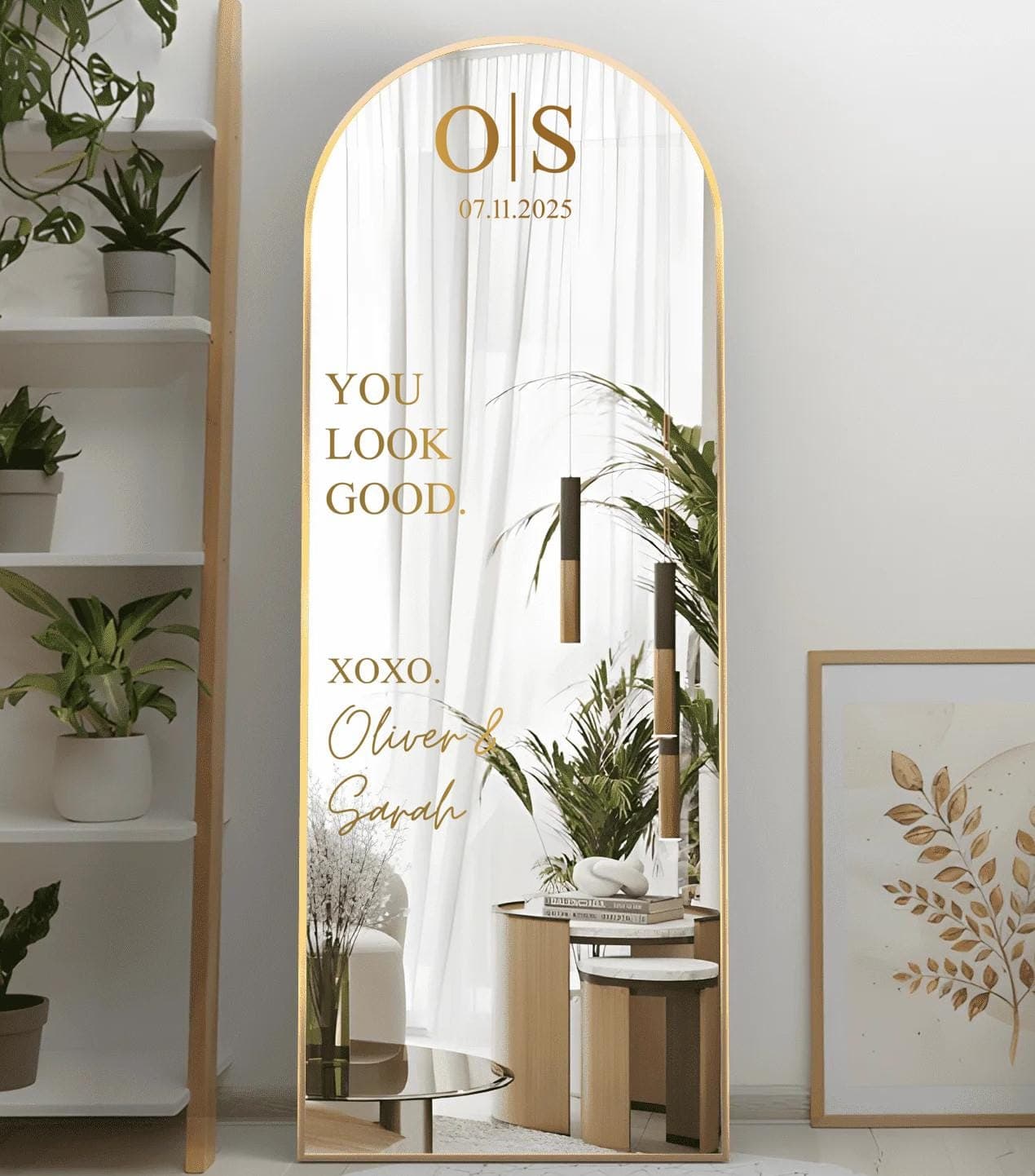 Personalized Wedding Mirror Sign Sticker: Elegant Rustic Vinyl Decal - image 4