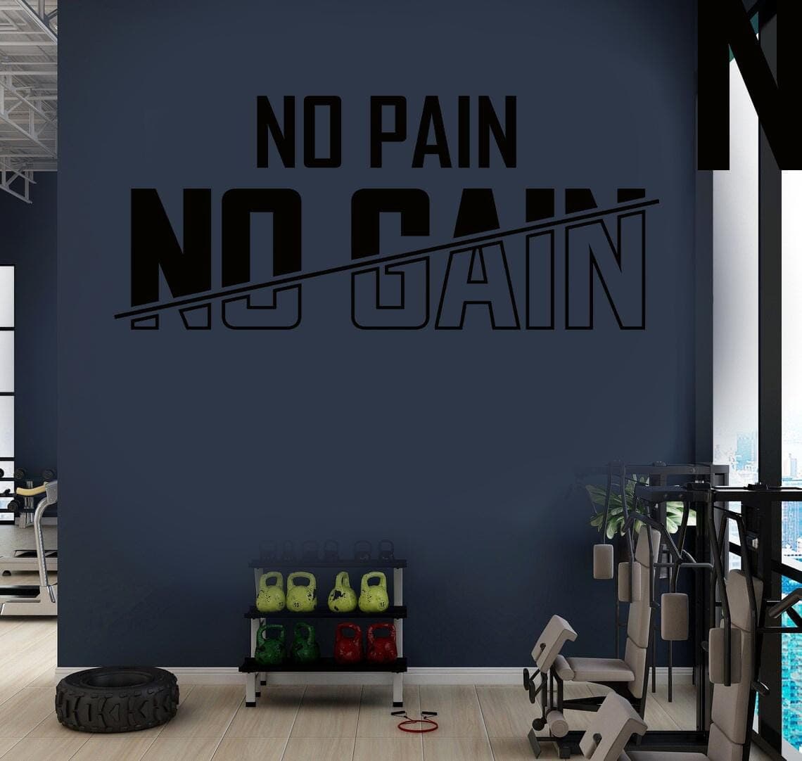 No Pain No Gain Vinyl Wall Decal | Gym Motivation Quote Wall Sticker NPNG - image 5