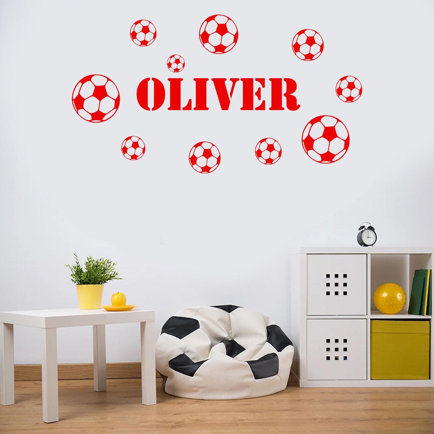 Personalised Football Wall Decal: Custom Name Vinyl Sports Sticker with 10 Footballs FBN - image 4
