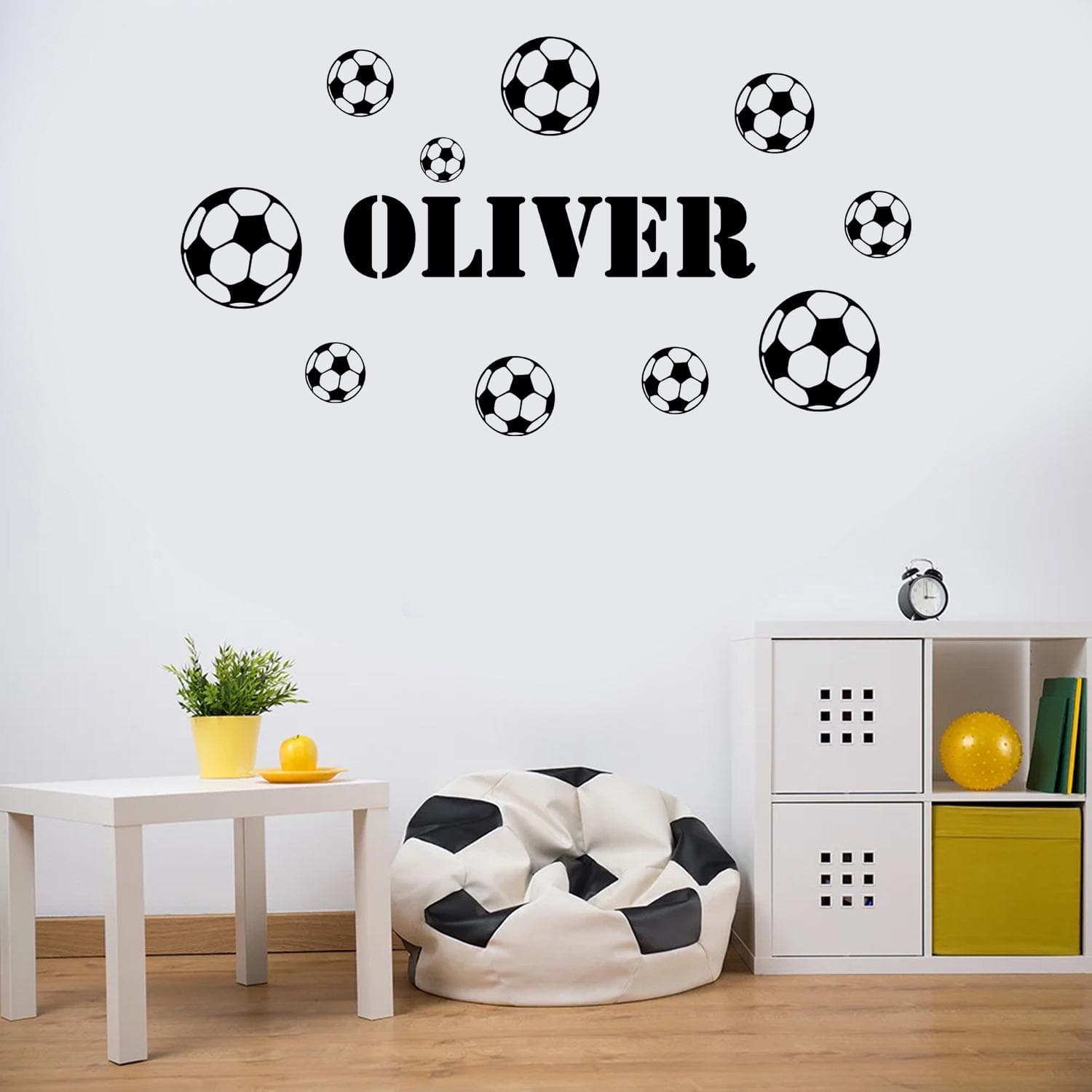 Personalised Football Wall Decal: Custom Name Vinyl Sports Sticker with 10 Footballs FBN - image 5