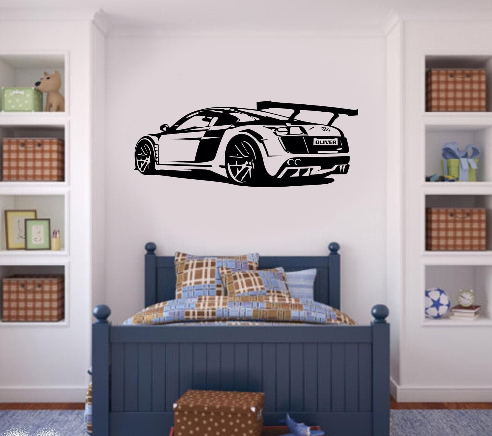Personalised Super Car Wall Decal – Boys Room Sports Car Decor AR8