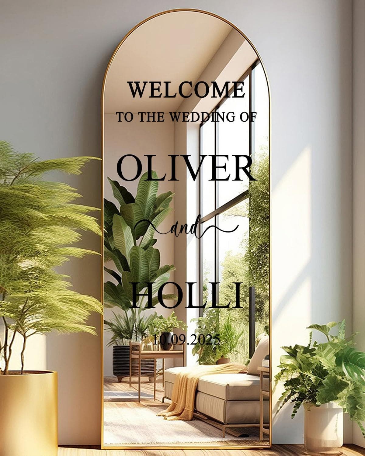 Personalized Wedding Mirror Sign Sticker: Elegant Vinyl Decal - image 3