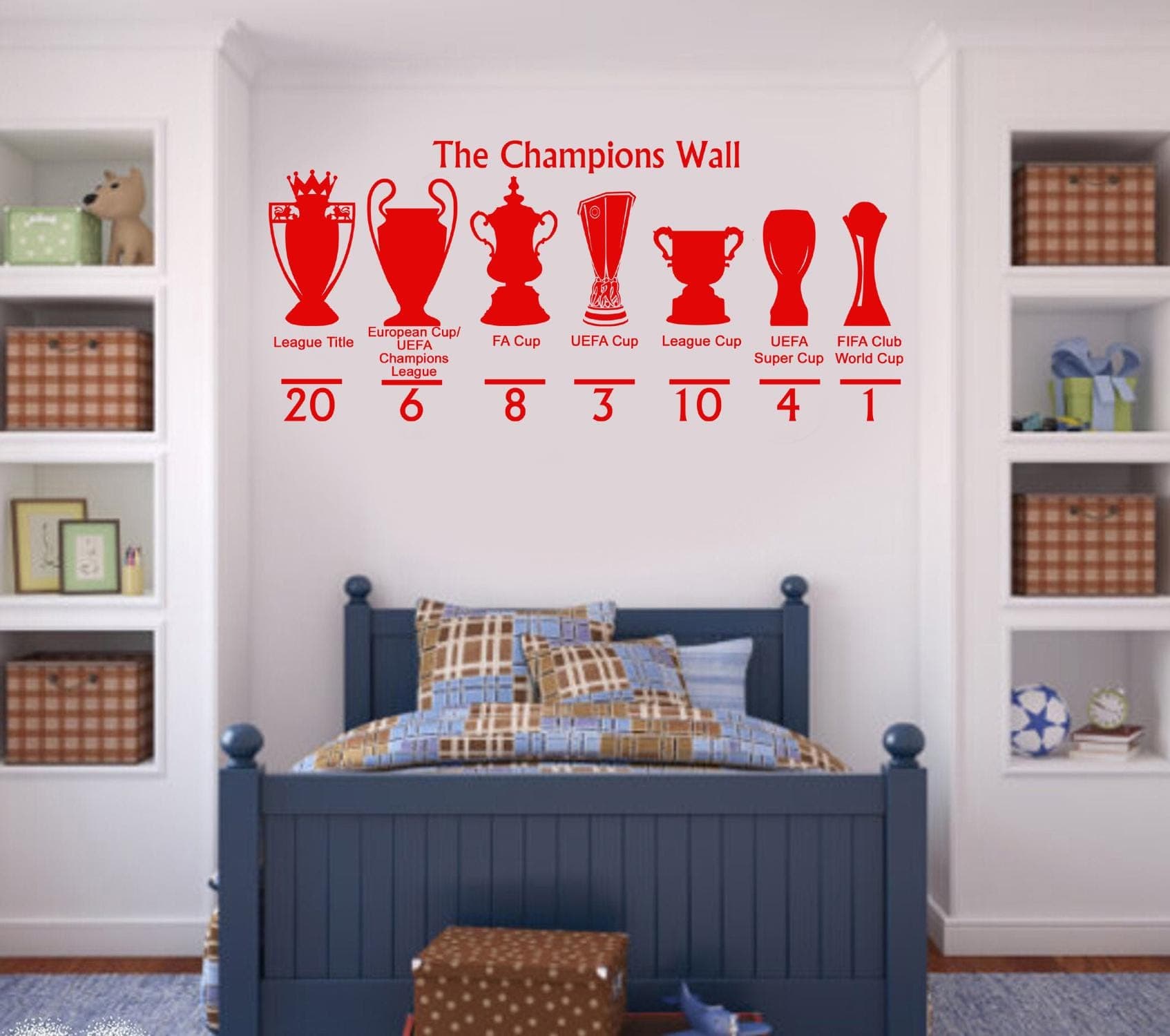 Liverpool Red The Champions Wall Sticker | Football Trophy Wall Decal | Sports Bedroom Decor