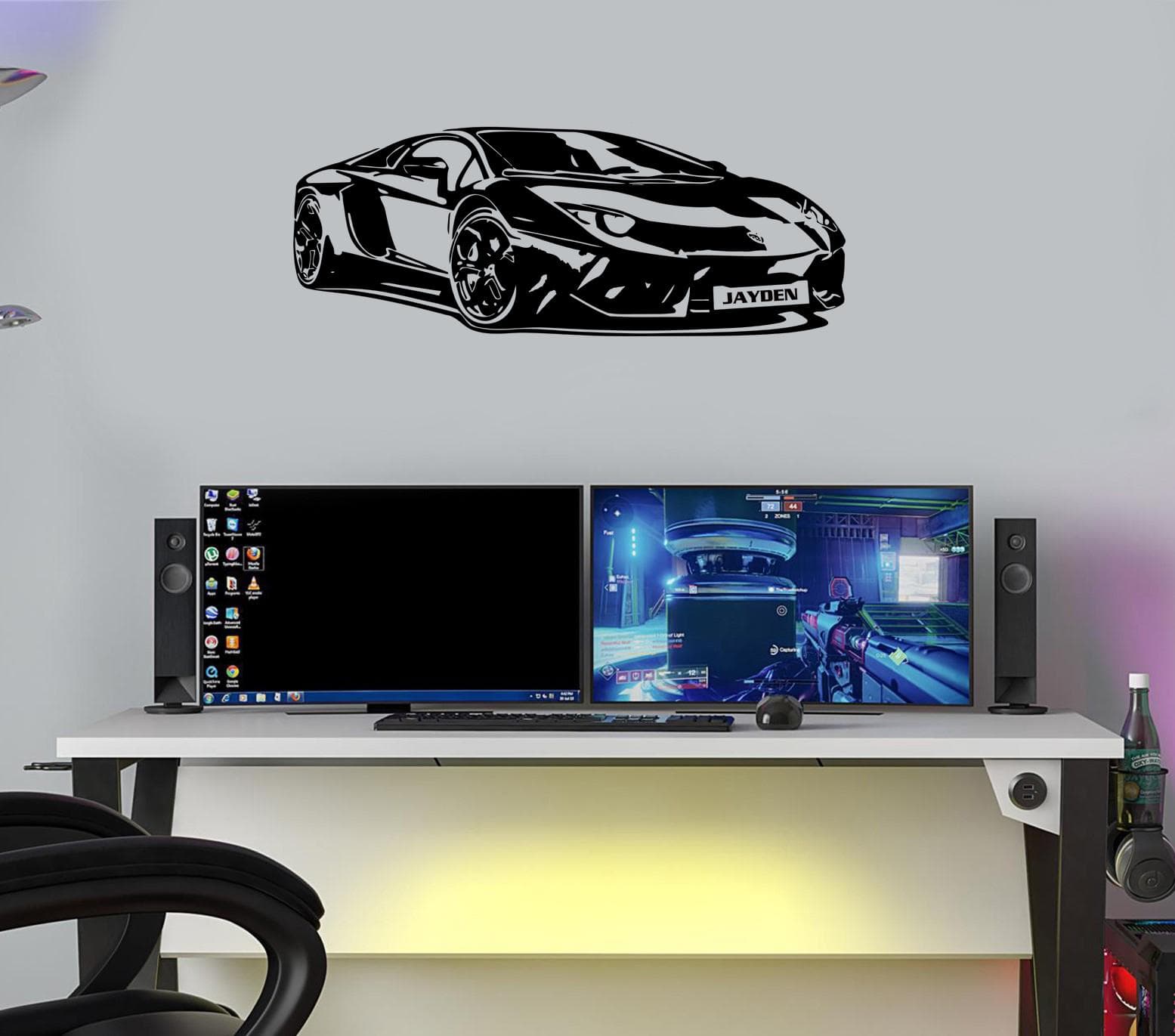 Personalised Supercar Vinyl Wall Decal – Custom Name Car Art for Kids LA - image 3