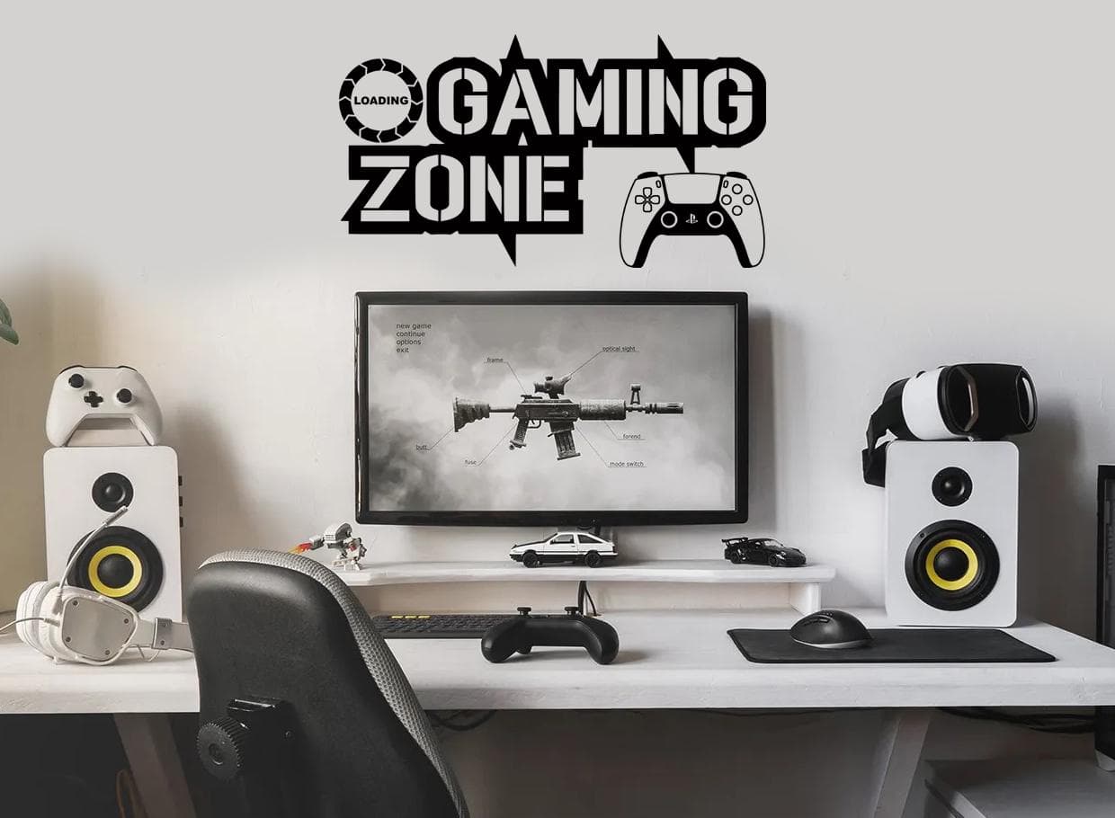 Gaming Zone Wall Decal | Controller, Loading Icon, Gamer Room Decor PSL - image 3