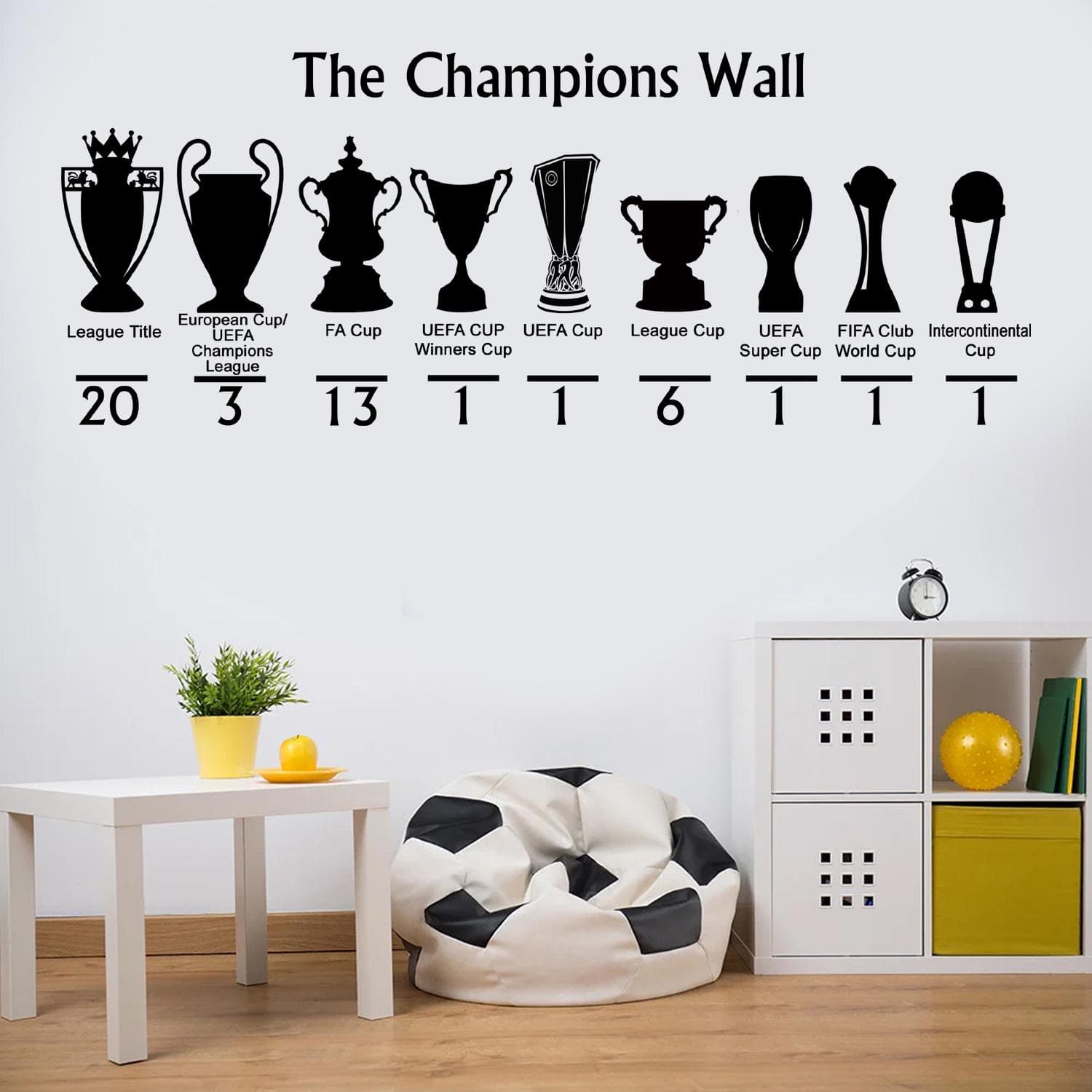 Manchester Red The Champions Wall Sticker | Football Trophy Wall Decal | Supporter Wall Art | Sports Bedroom Decor - image 3