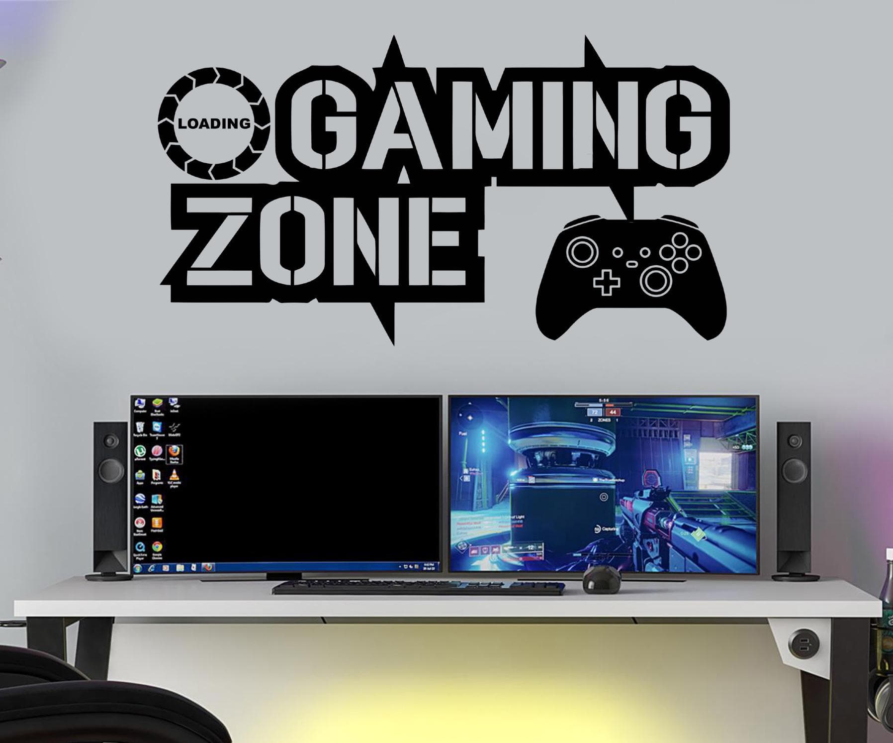 Gaming Zone Wall Decal | Controller, Loading Icon, Gamer Room Decor XBL