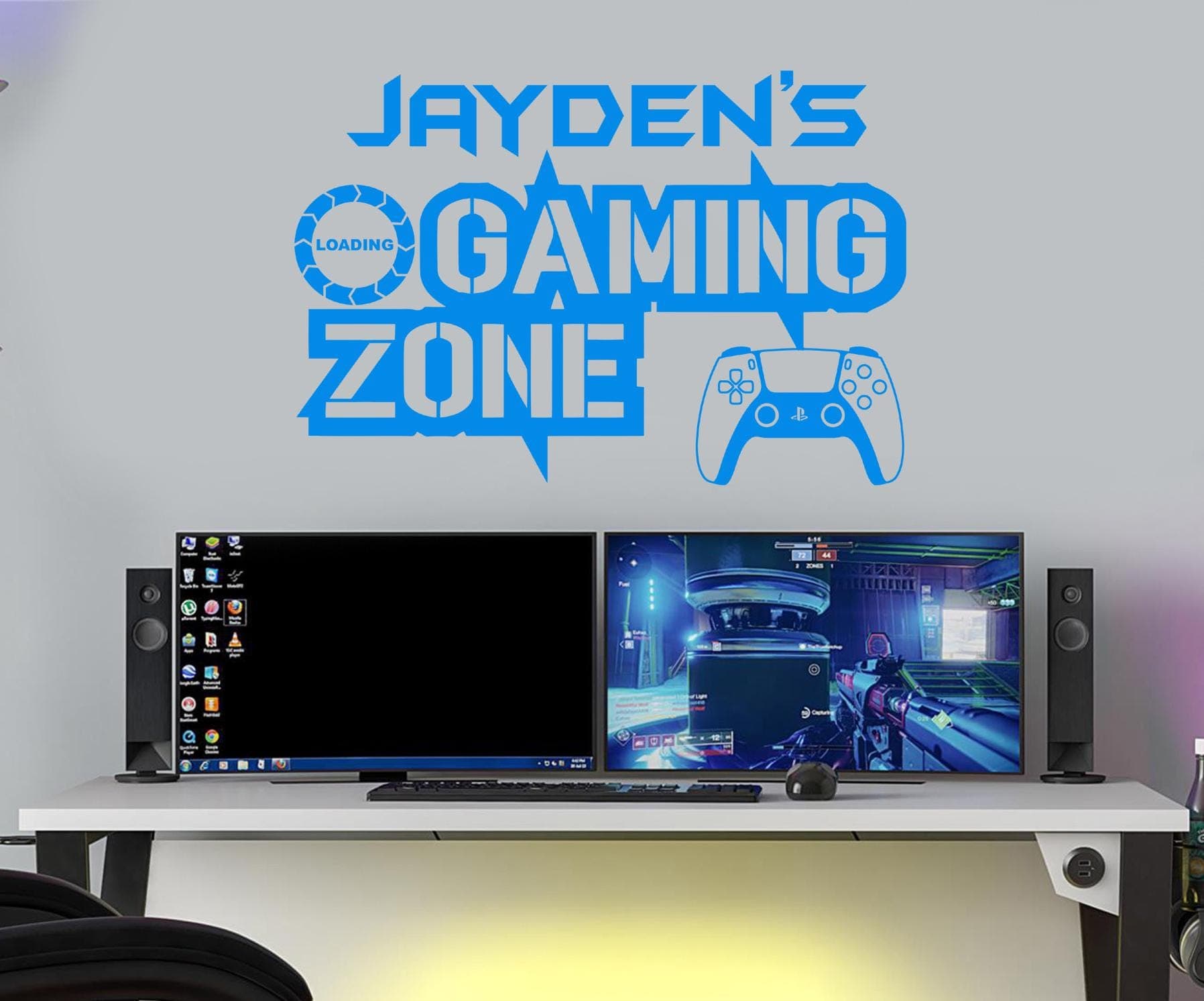 Personalised Gaming Zone Wall Decal | Controller, Loading Icon, Gamer Room Decor PSL1 - image 3
