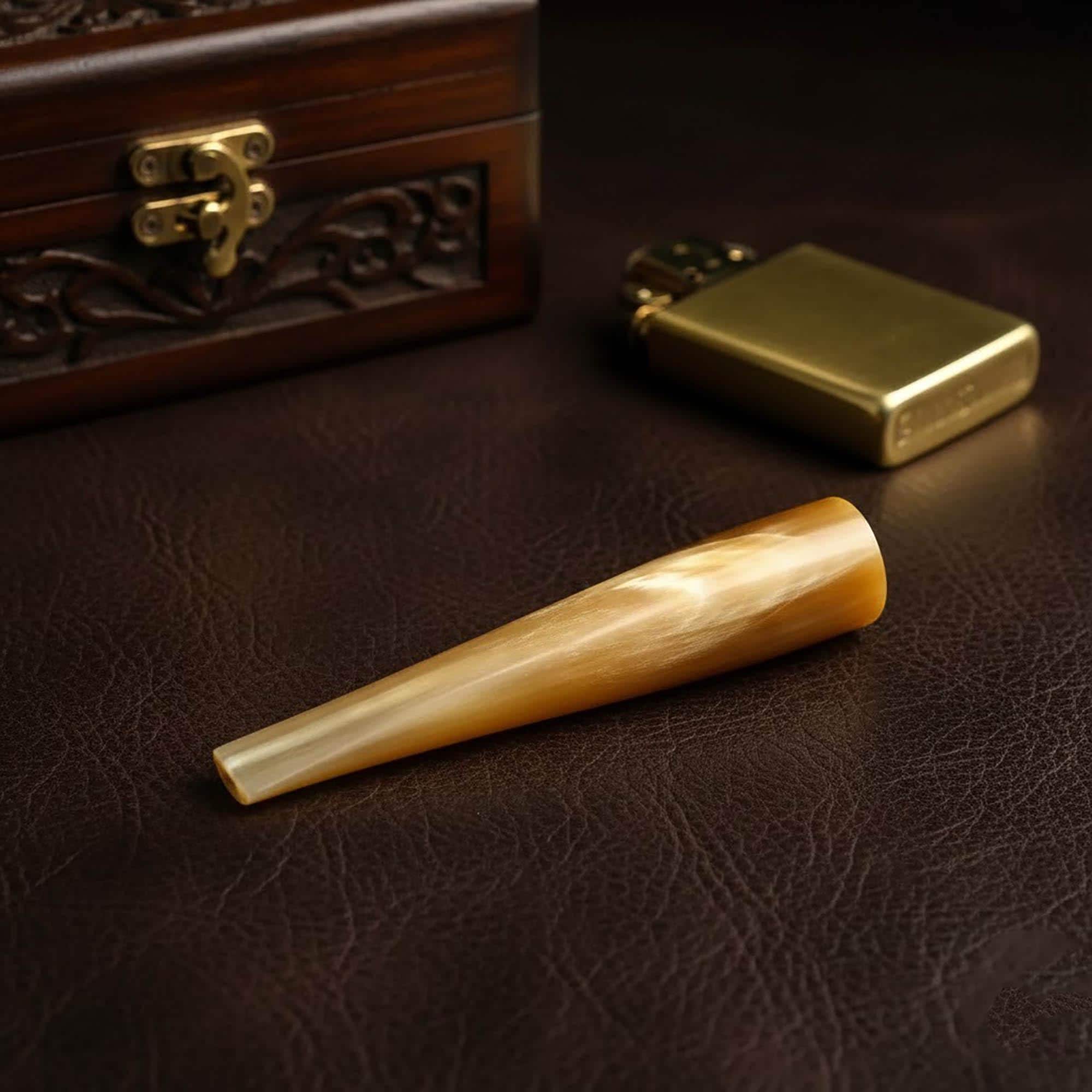Handcrafted Albino Buffalo Horn Cigarette Holder | Genuine Hand-Carved Organic Smoking Accessory | Polished Buffalo Horn Stem - image 4