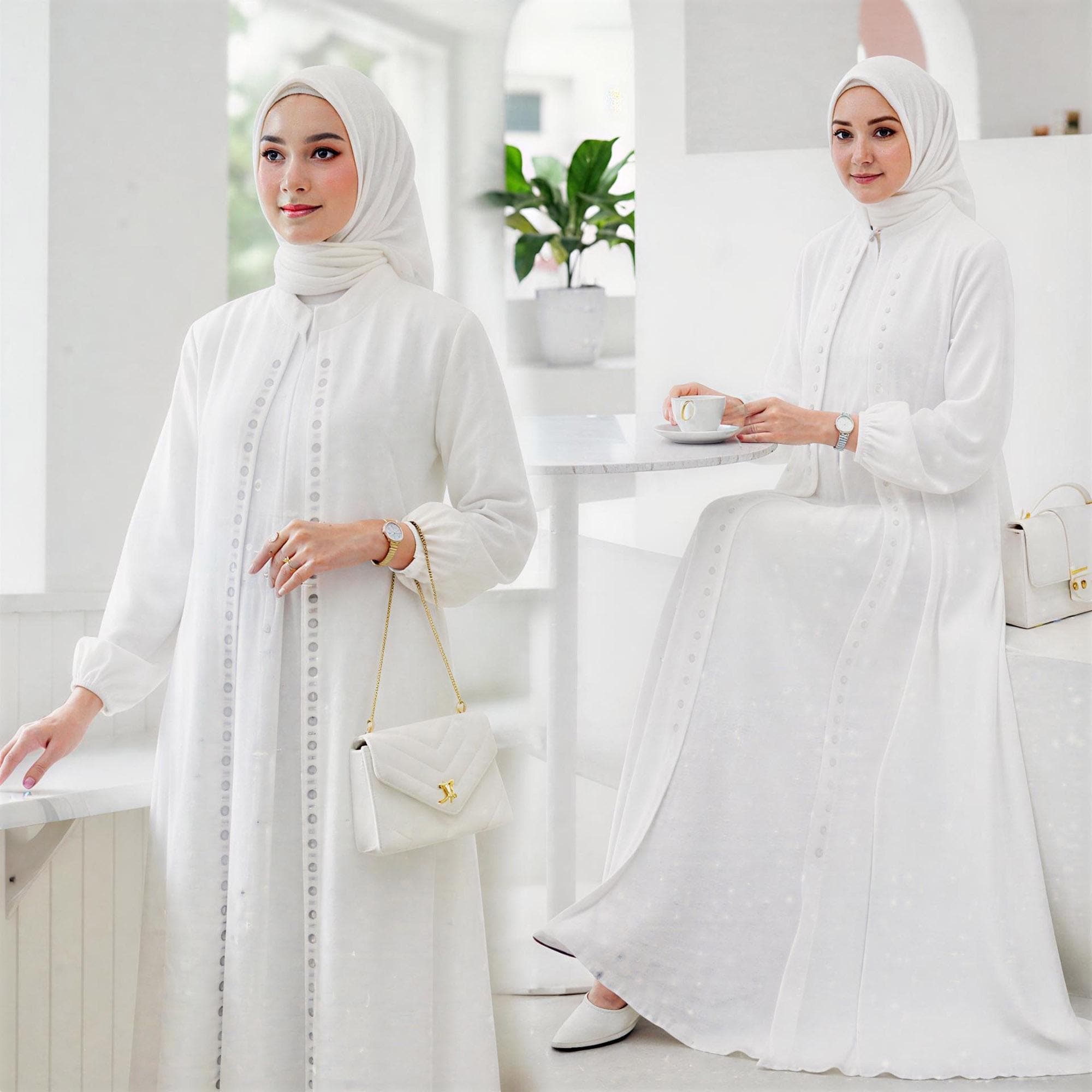 Elegant Sequin Abaya – Linen Kaftan Maxi Dress for Eid - image 5