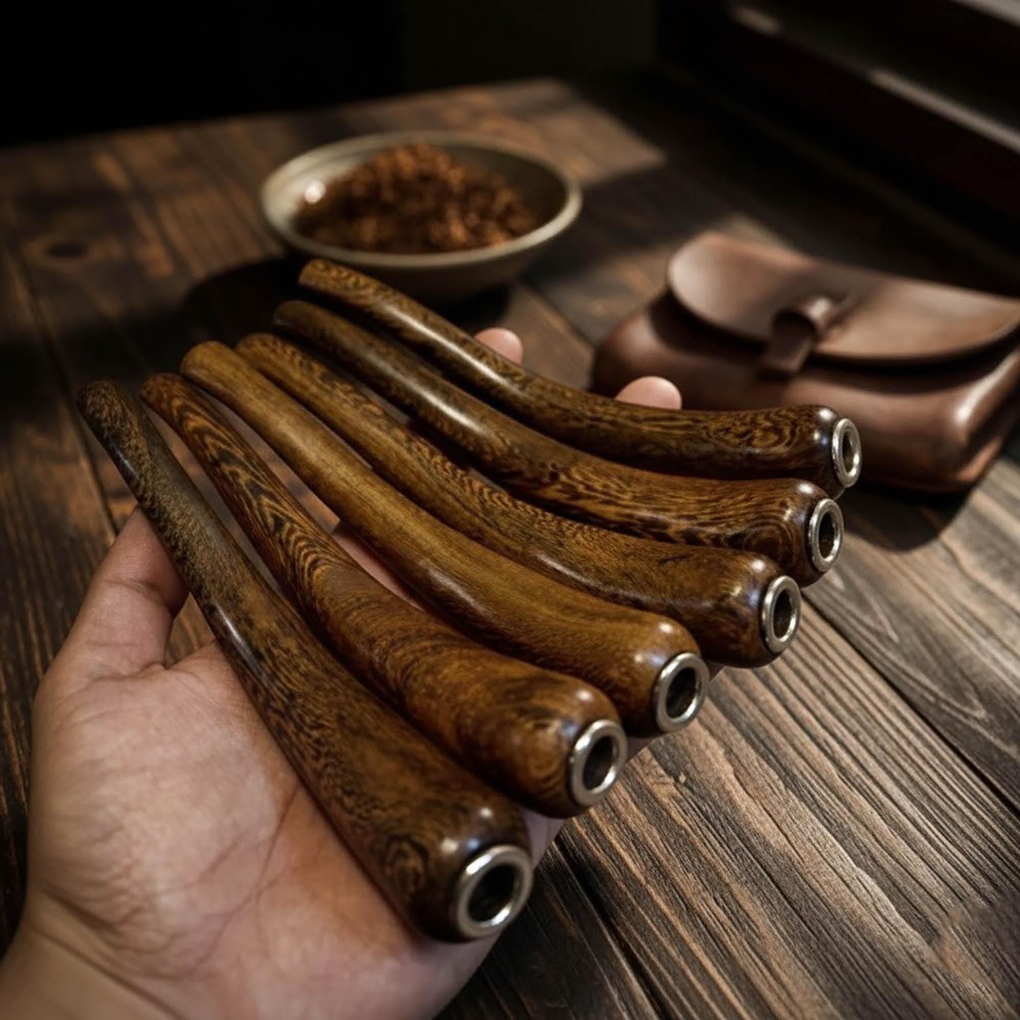 Super Curved Wood Cigarette Holder | Handcarved Premium Natural Wood Pipe | Faux Ivory Style Smoking Accessory | Unique Gift from Indonesia - image 3