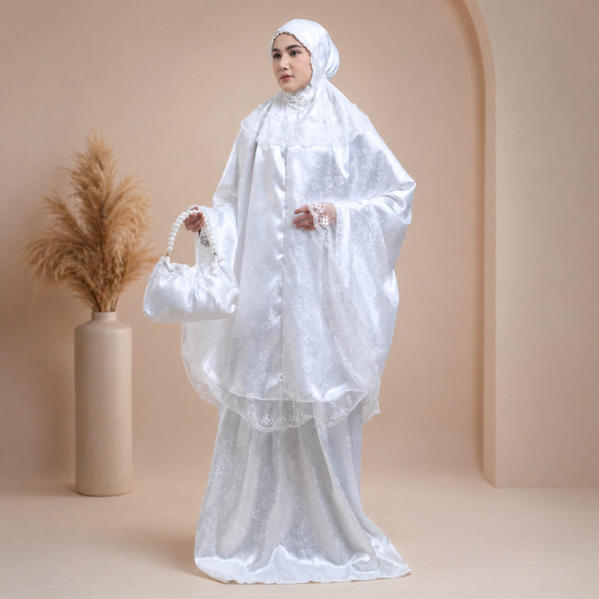 Luxury Silk Mukena Set Khalisa Lace Prayer Outfit Women - image 4