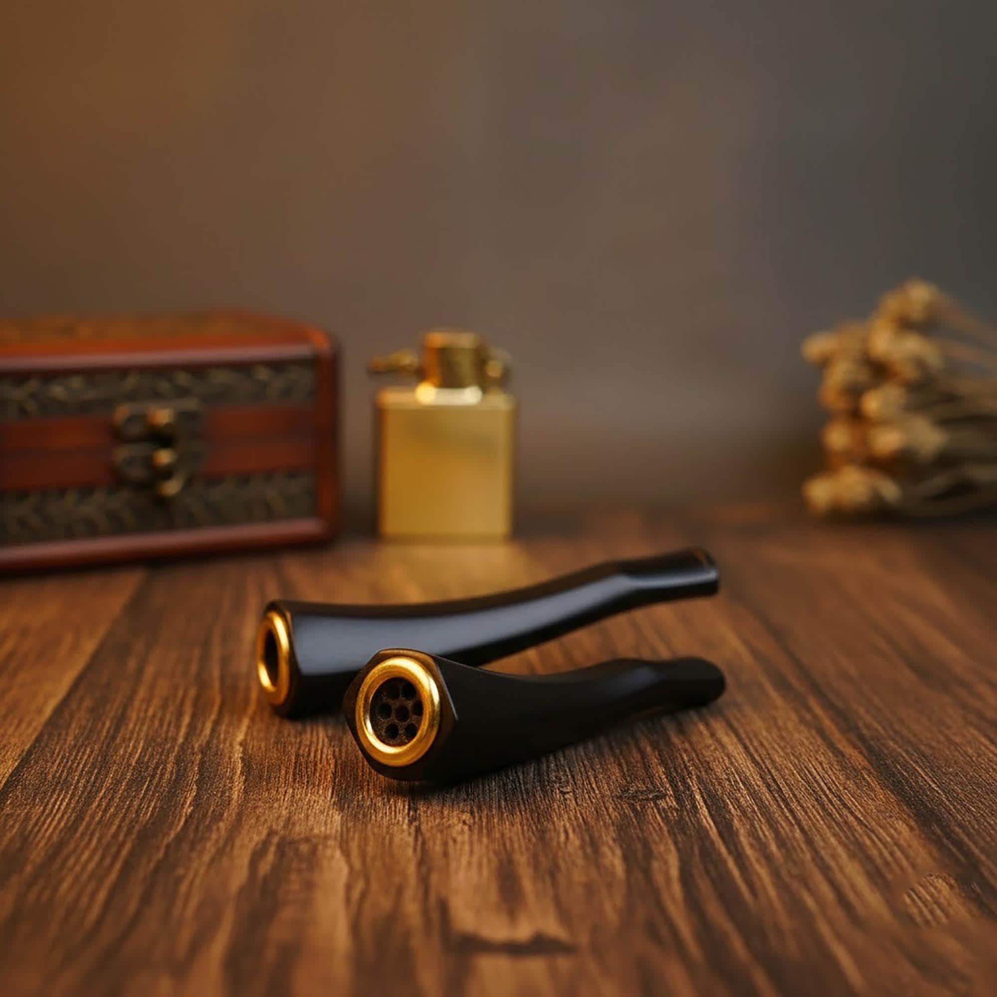 Once mini black moringa wood smoking pipe 7-8cm long, multi-hole for filter and mild kretek