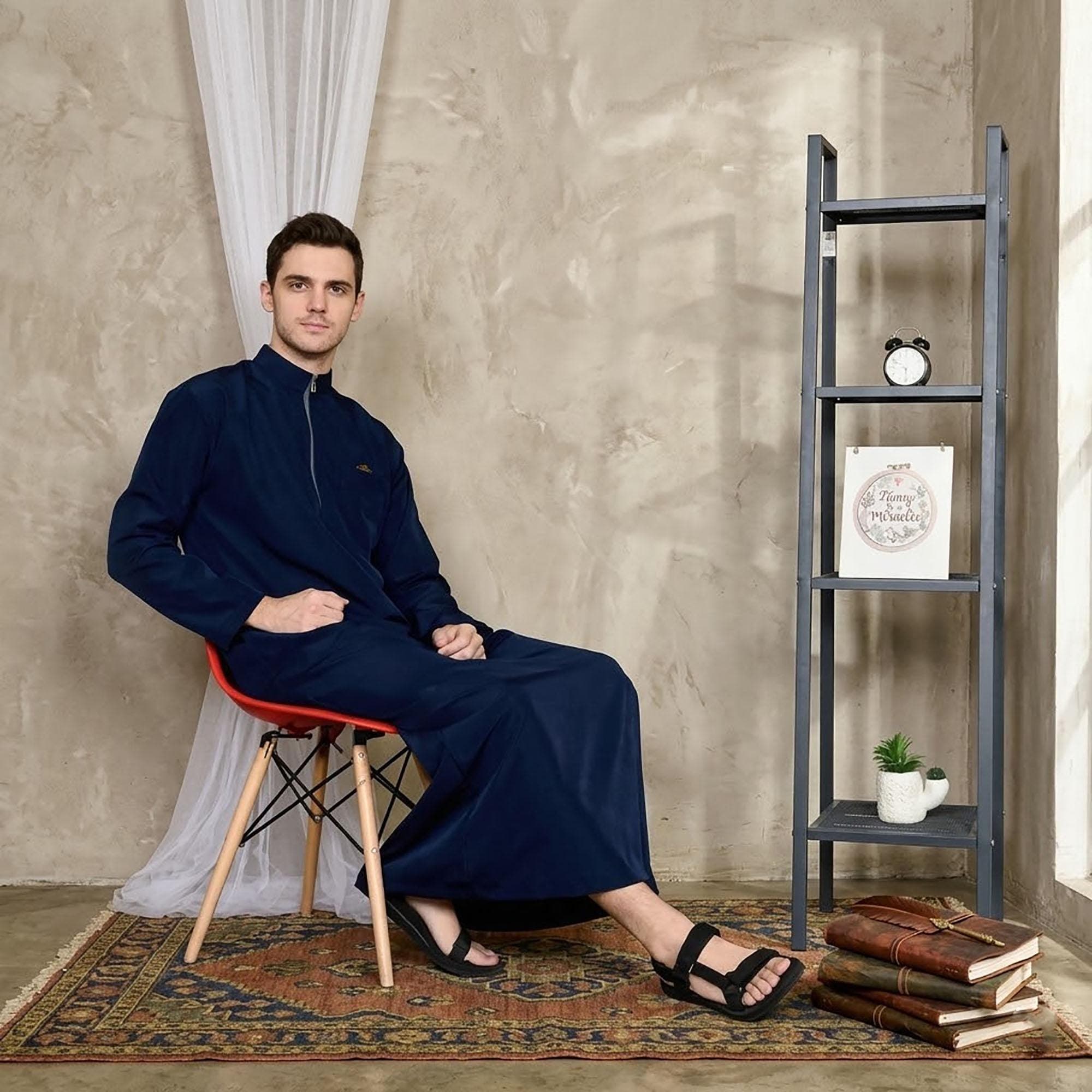 Men's Black Toyobo Cotton Thobe | Minimalist Arabic Kaftan Gown - image 5