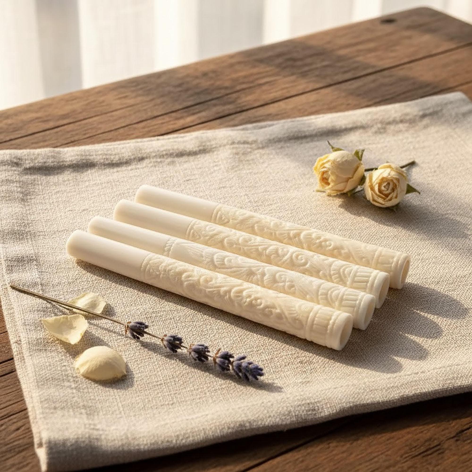 Hand-Carved Floral Bone Pipe | Delicate Flower Motif Bovine Bone Smoking Pipe | Artisan Flower Bouquet Cigarette Holder |