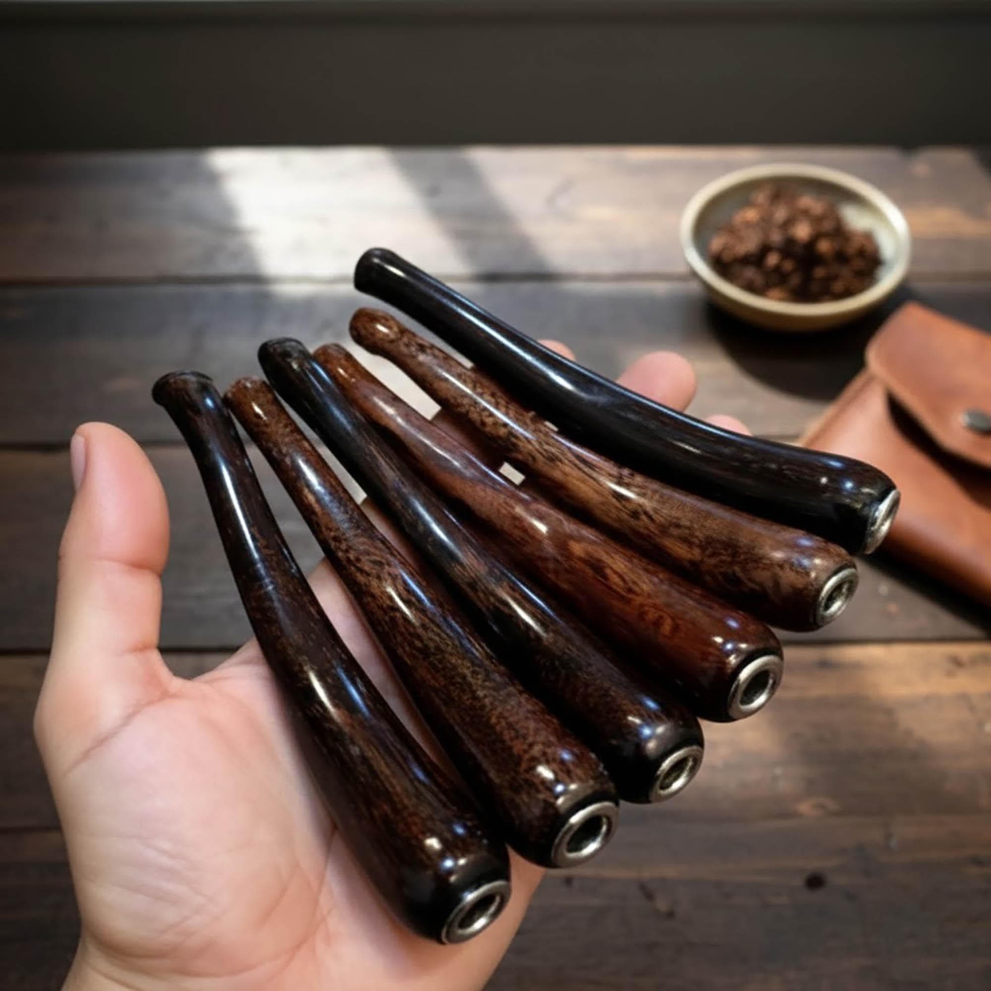 Super Curved Wood Cigarette Holder | Handcarved Premium Natural Wood Pipe | Faux Ivory Style Smoking Accessory | Unique Gift from Indonesia - image 4