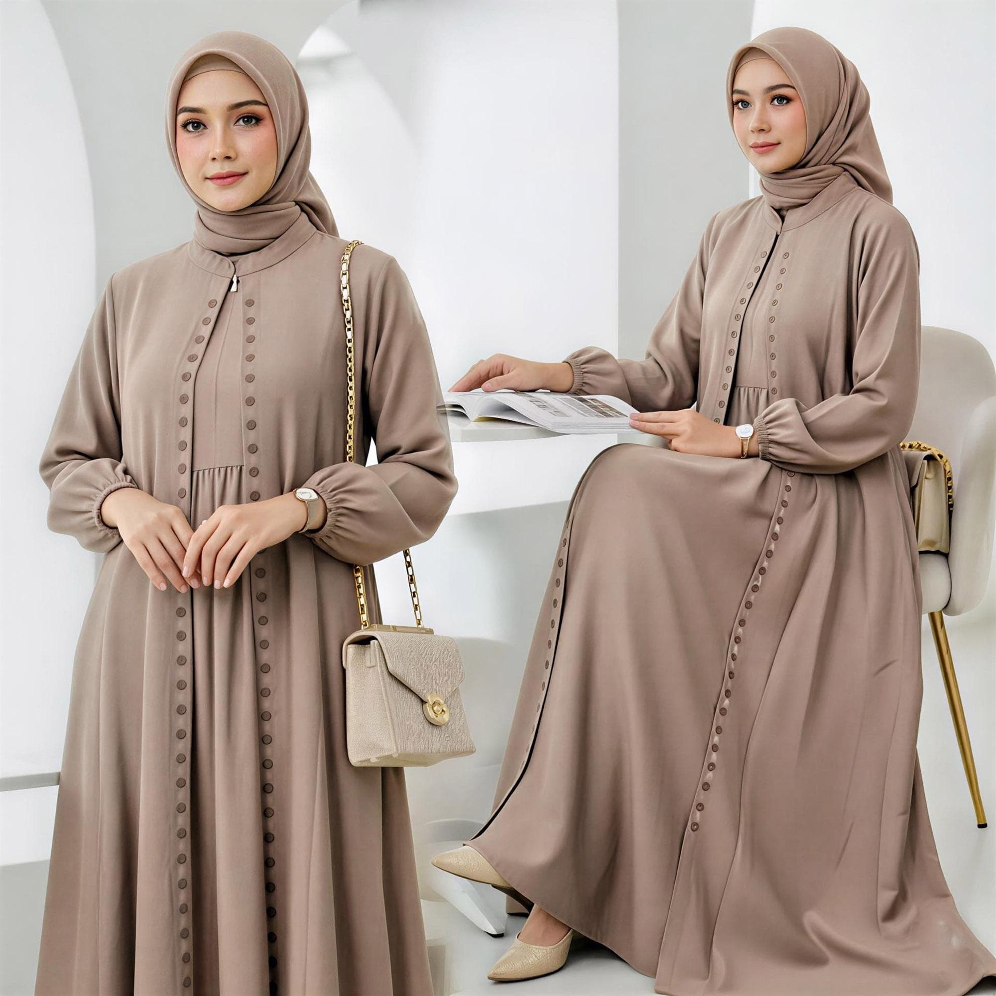 Elegant Sequin Abaya – Linen Kaftan Maxi Dress for Eid - image 3
