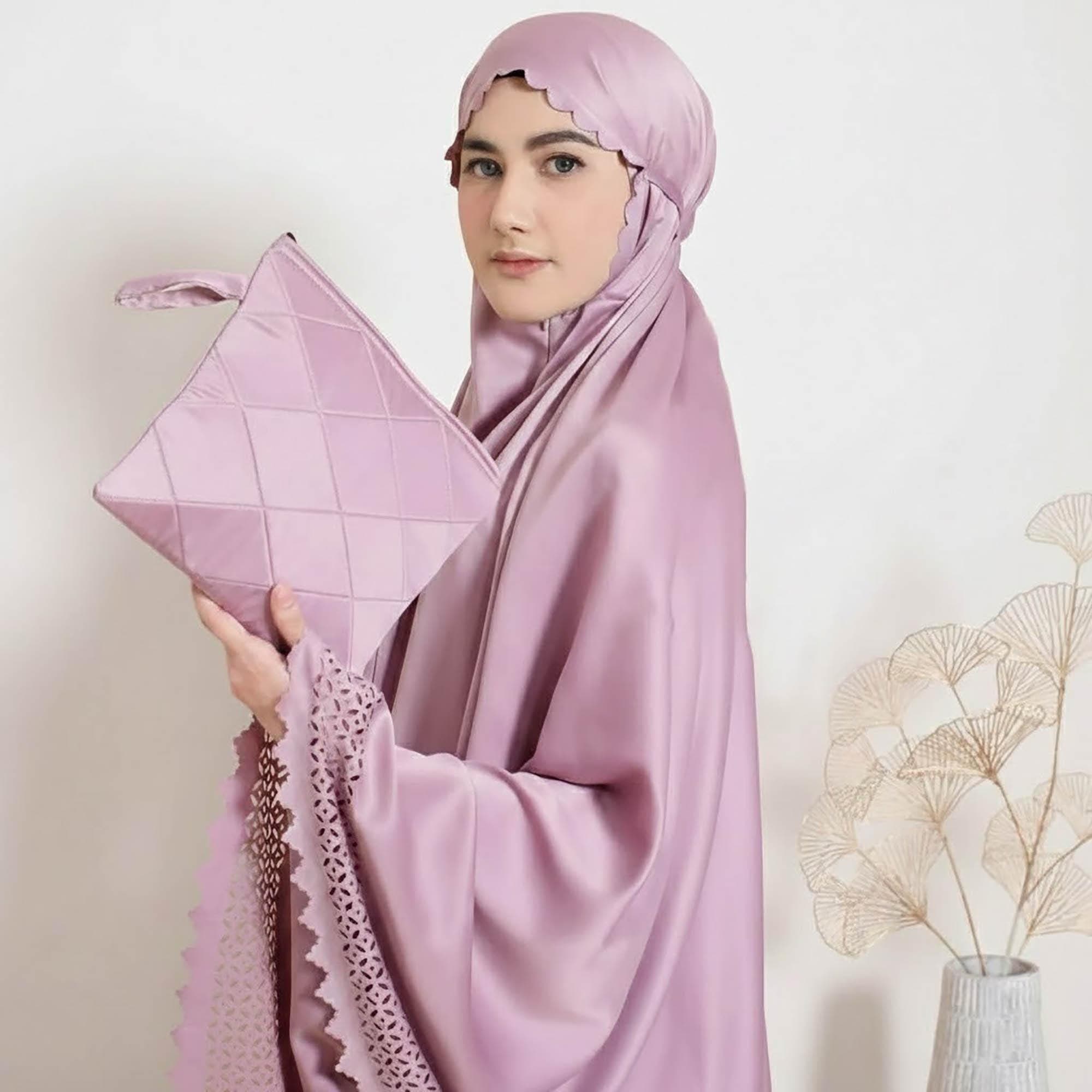 2-in-1 Silk Prayer Set | Satin Mukena with Bag - image 3