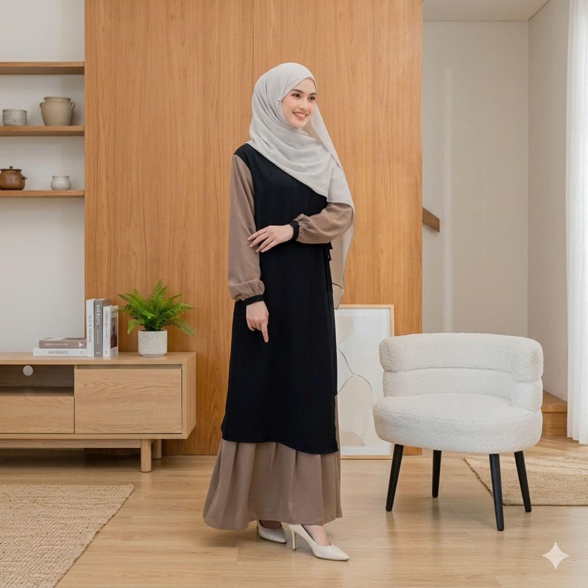 Wollycrepe Gamis Dress – Modest Long Sleeve Maxi, Elegant Abaya - image 3