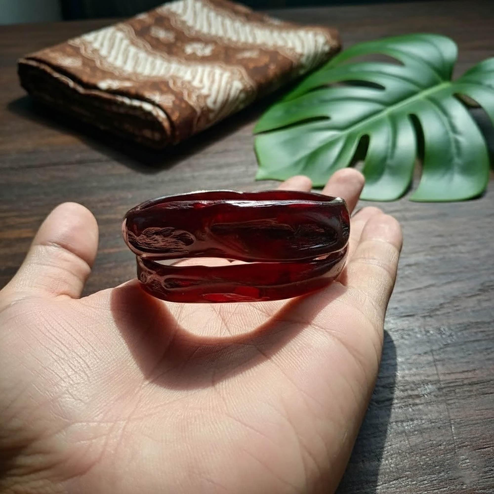 Red Sandalwood Bangle Bracelet, Natural Wood Jewelry - image 3