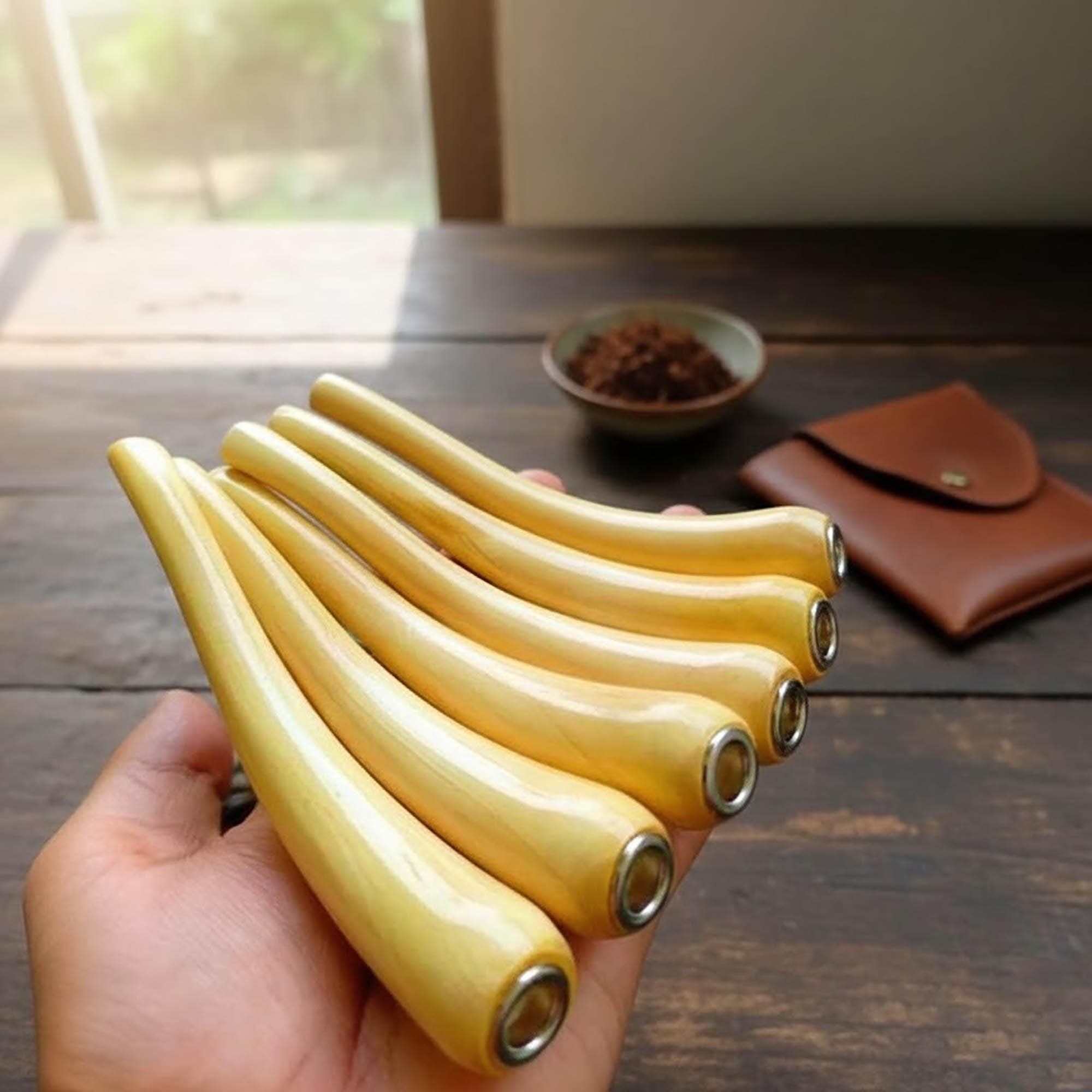 Super Curved Wood Cigarette Holder | Handcarved Premium Natural Wood Pipe | Faux Ivory Style Smoking Accessory | Unique Gift from Indonesia - image 5