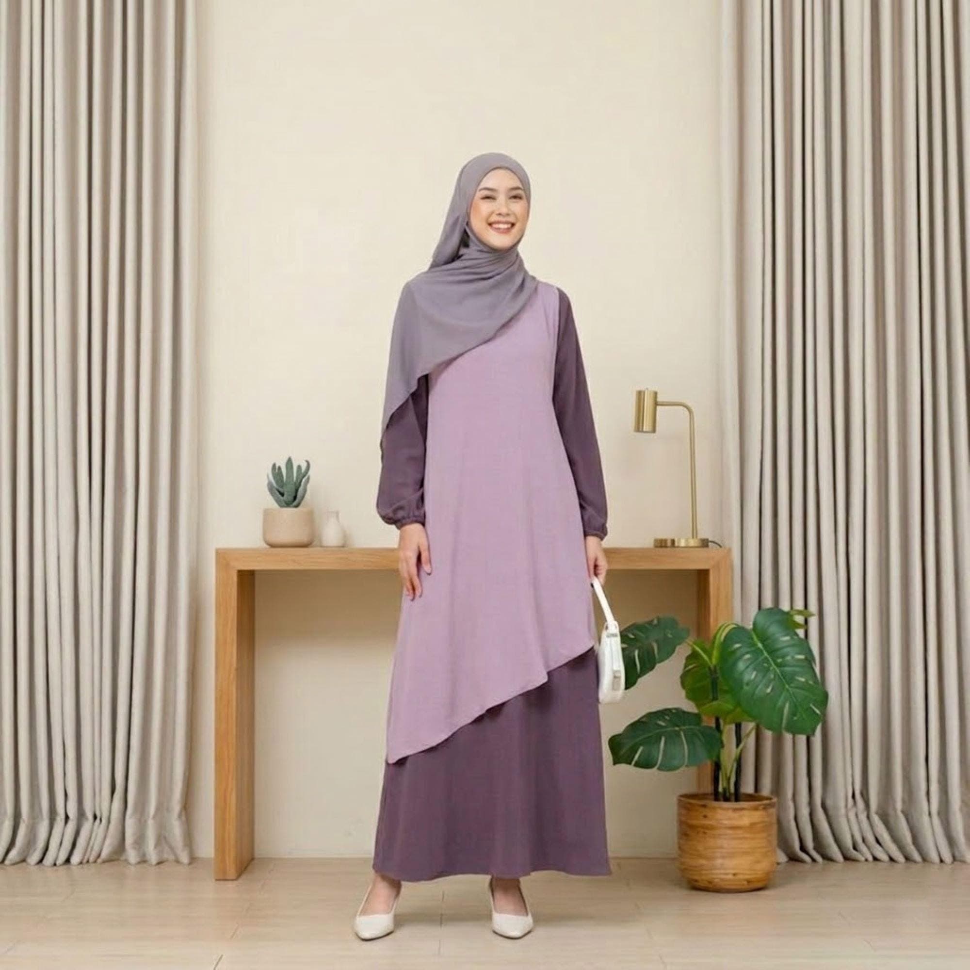 Modest Dress Set, Crinkle Airflow Gamis, Minimalist Abaya, Breathable Maxi Outfit - image 4