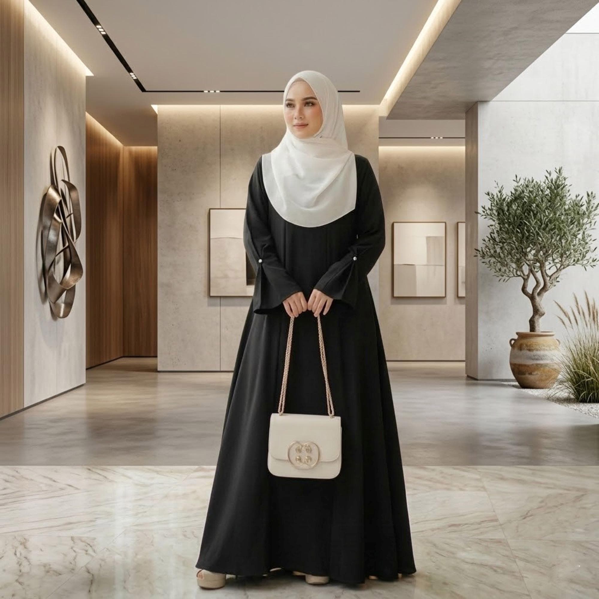 Modern Raisa Abaya Dress – Woolpeach Kaftan, Islamic Modest Wear, Minimalist Jilbab