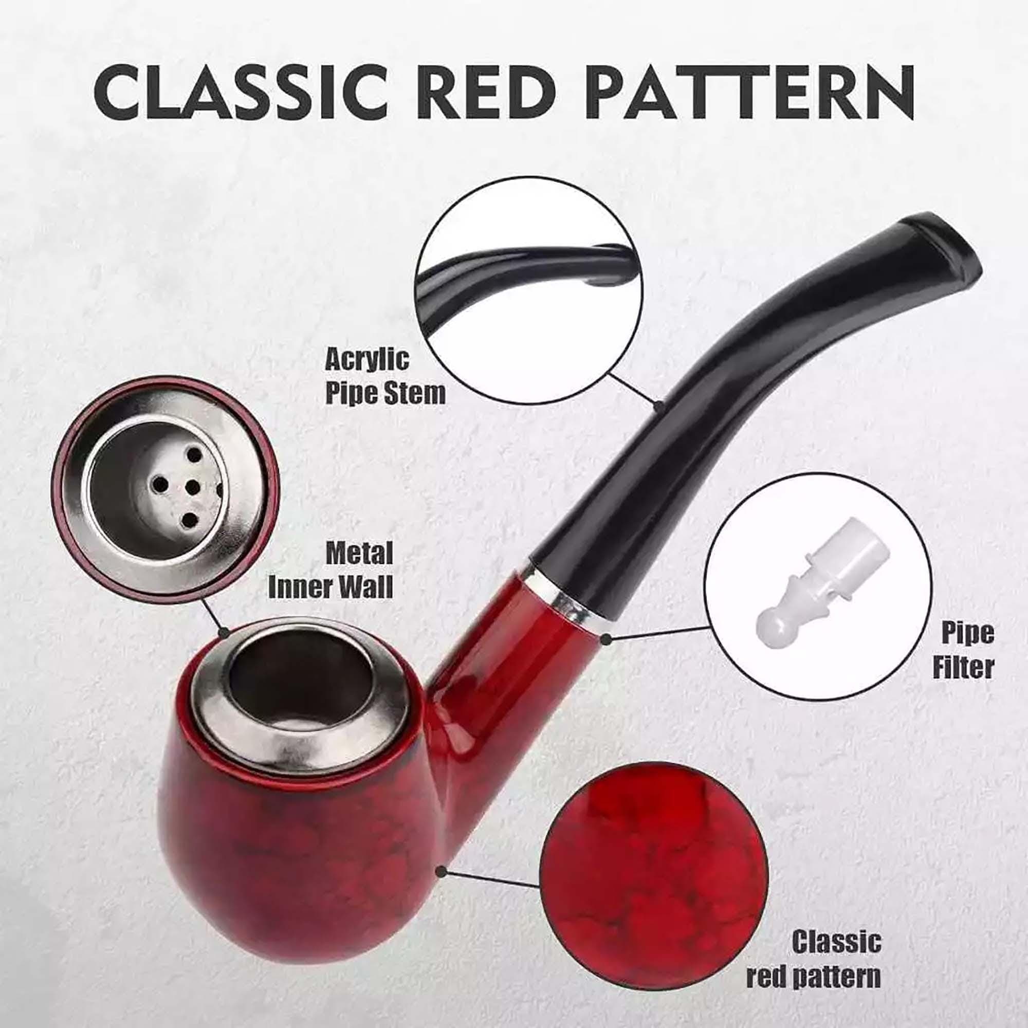 Wooden Smoking Pipe - Tobacco Pipe with Metal Bowl (12.4 cm) - image 3
