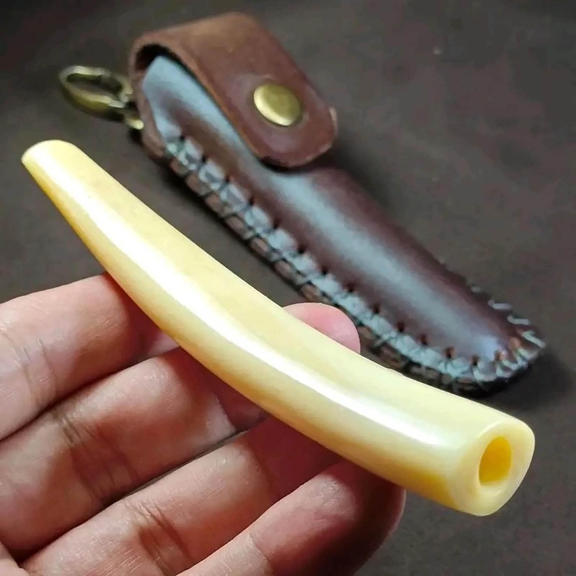 Handcrafted Faux Ivory Cigarette Pipe | Artisanal Tobacco Holder | Vintage Style Synthetic Smoking Accessory | Unique Gift for Collectors