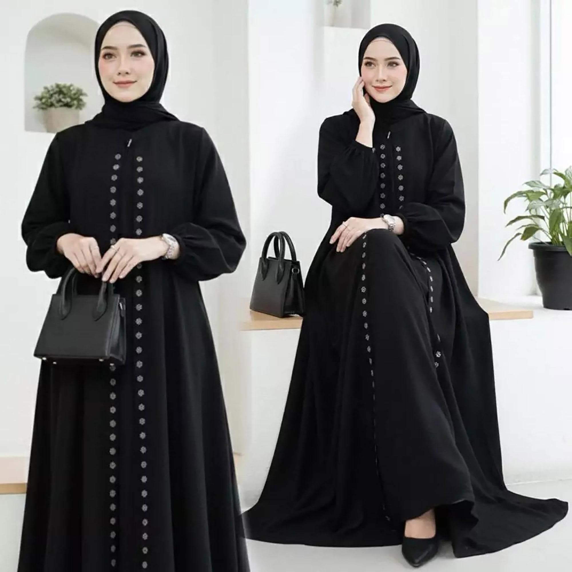 Elegant Sequin Abaya – Linen Kaftan Maxi Dress for Eid - image 4